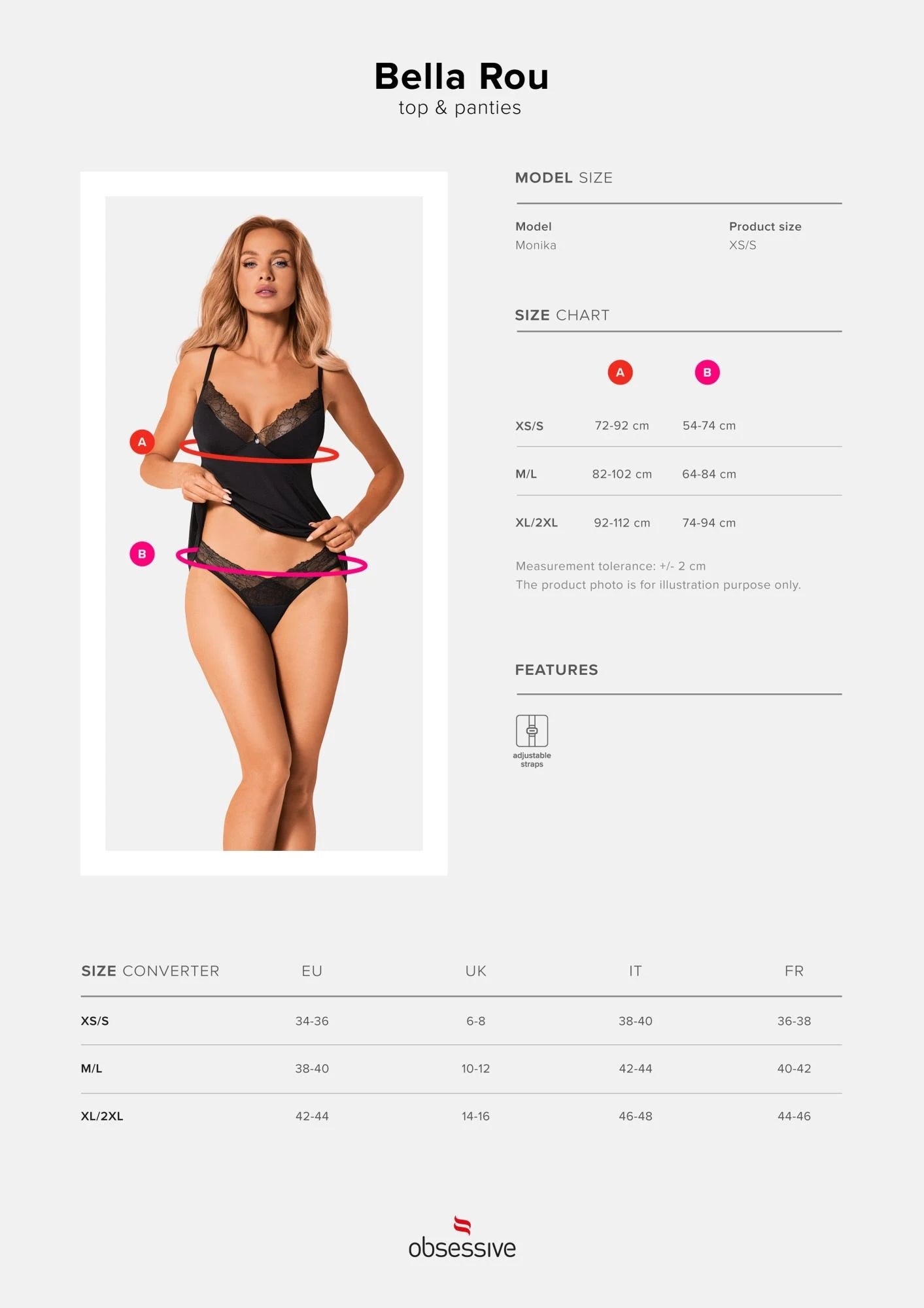 Lingerie-Bella Rou top and briefs XL/2XL