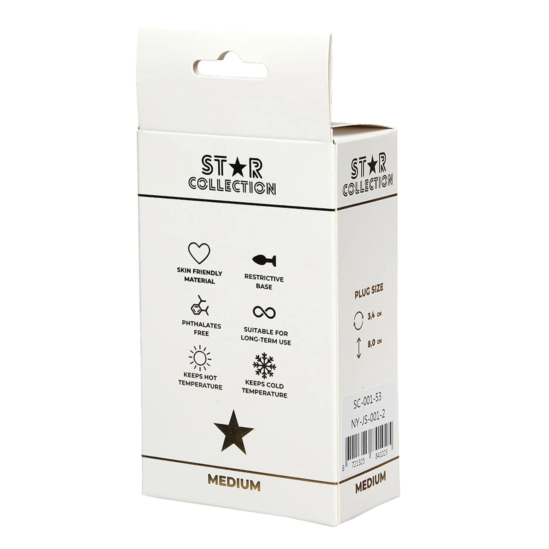 Star Collection - Silver Metal Anal Plug M - Light Blue Stone
