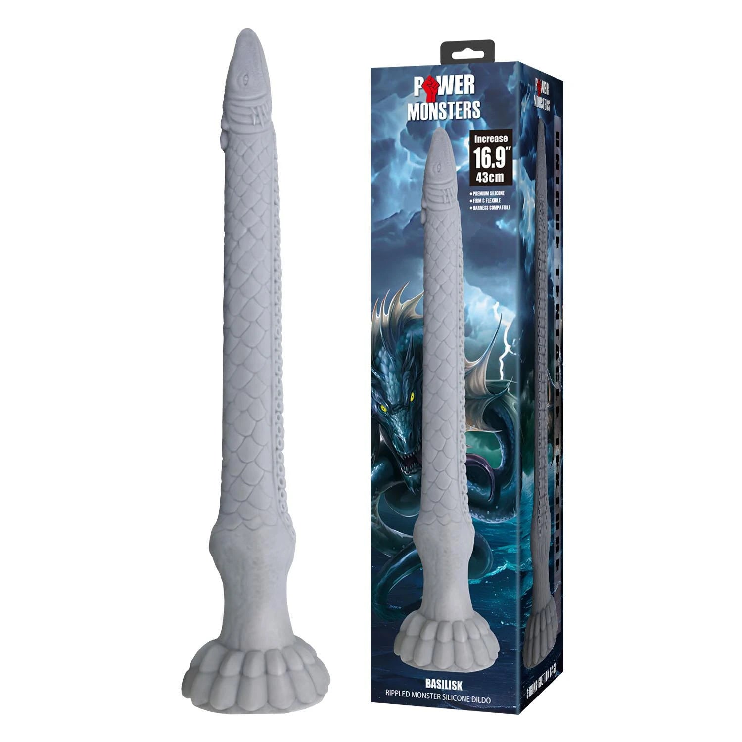 Power Monsters Basilisk – 43 cm Gode ceinturé monstre en silicone