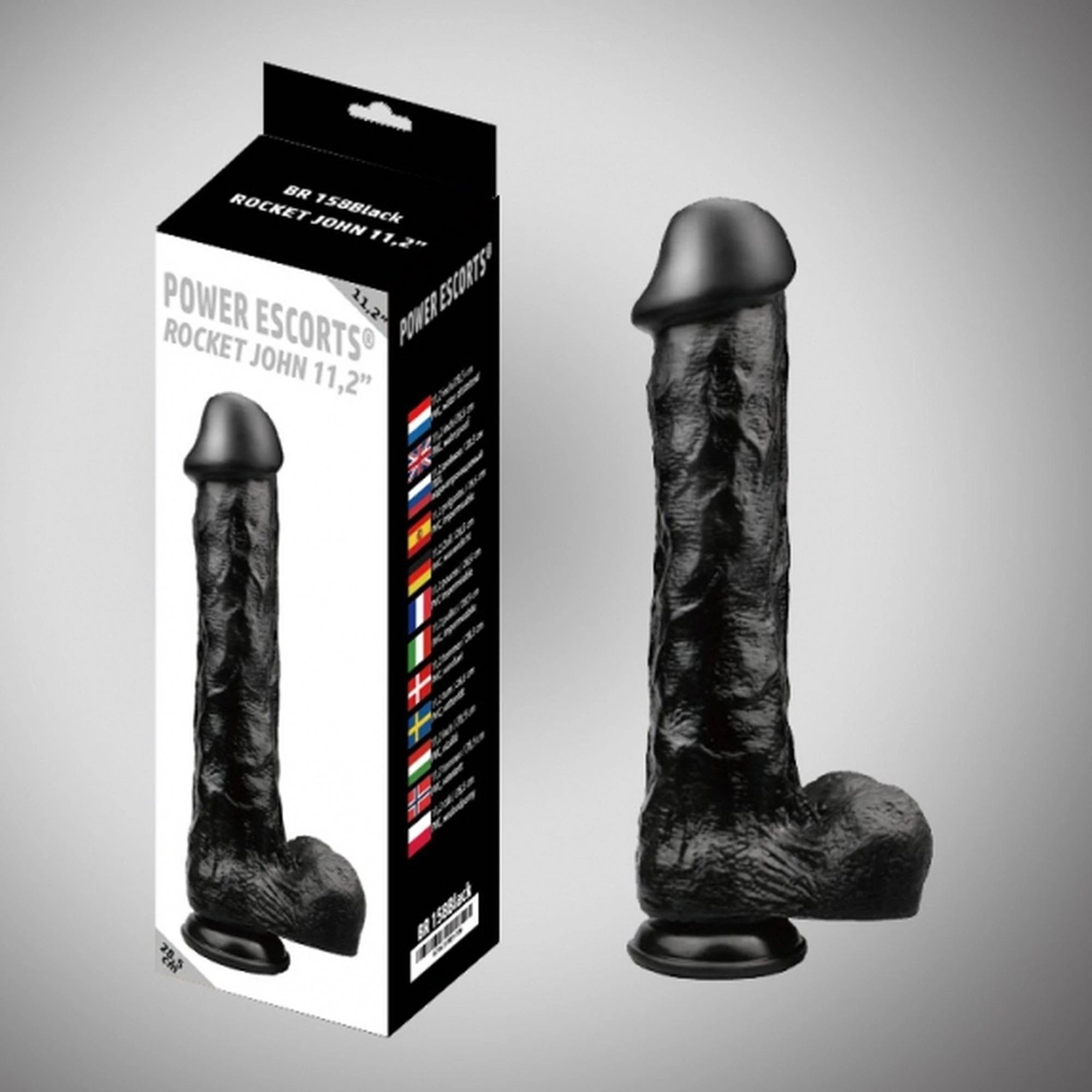 Rocket john black dildo 11,2 inch / 28.5 cm