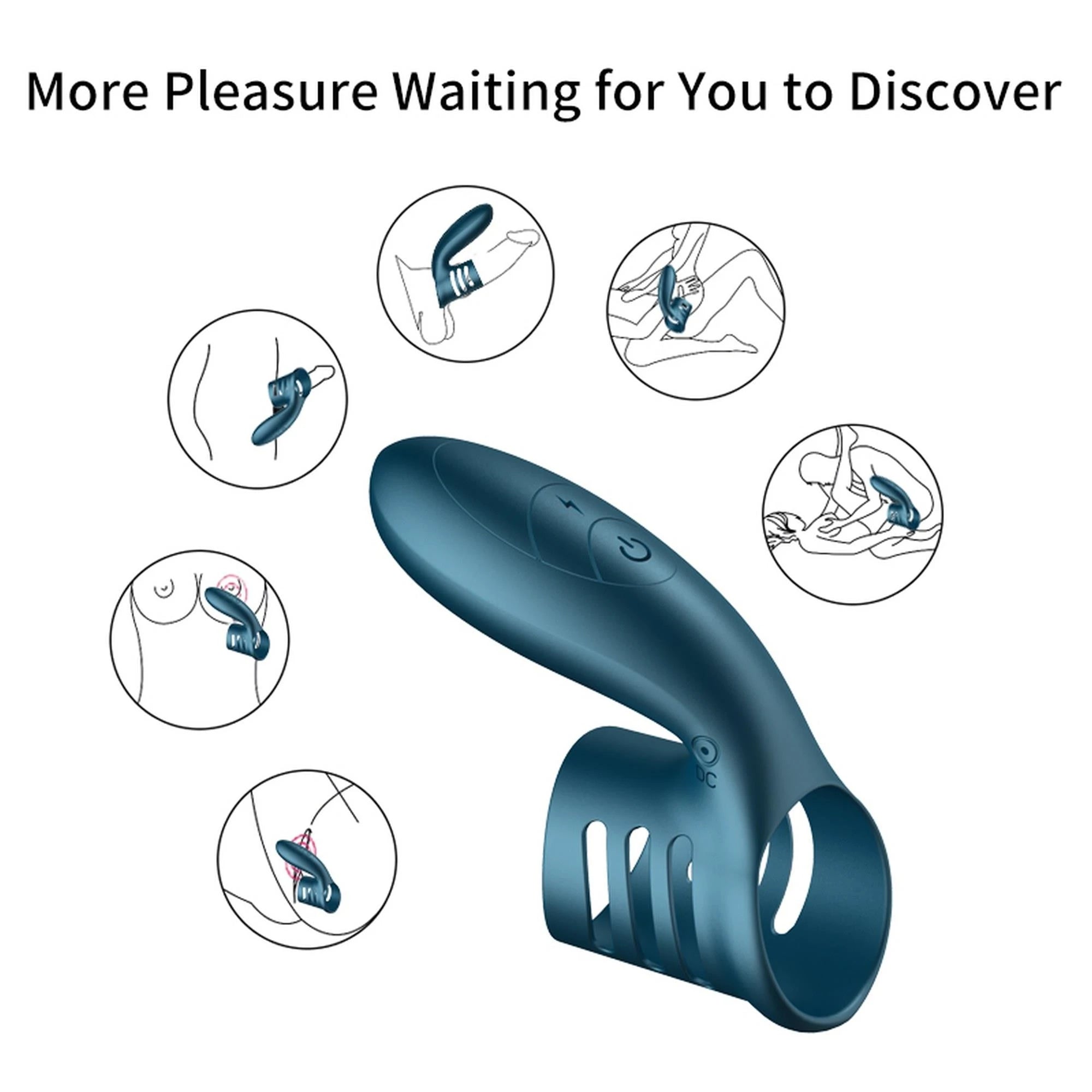 Vibrator-Silicone Ring Blue USB 7 Function