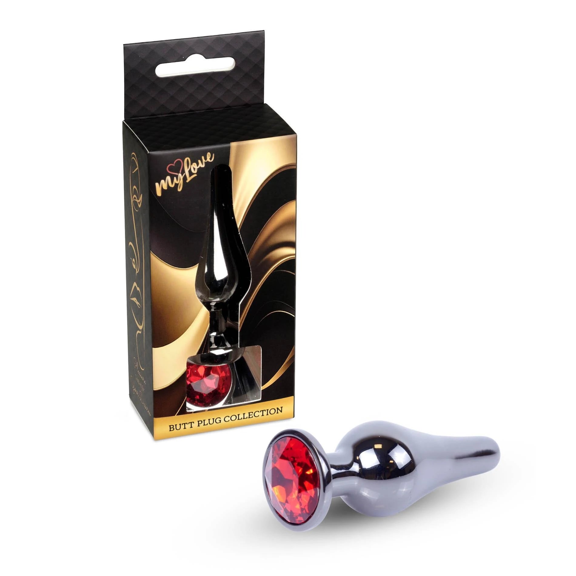 MyLove Toys - Bijoux BUTT PLUG Argent foncé - Rouge