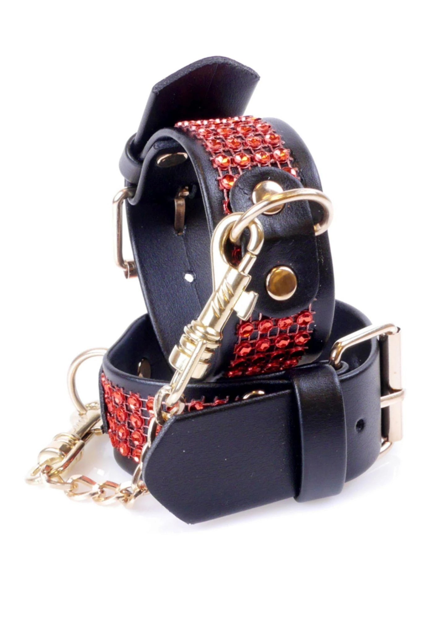 Fetish B - Series Handcuffs with Crystals 3 cm Red Line