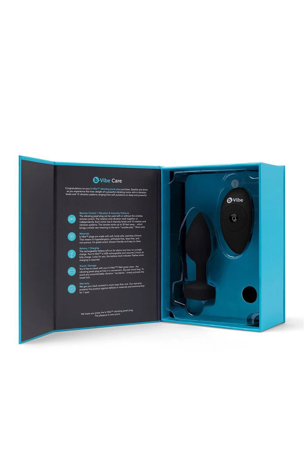 B-VIBE VIBRATING JEWEL PLUG M/L NOIR