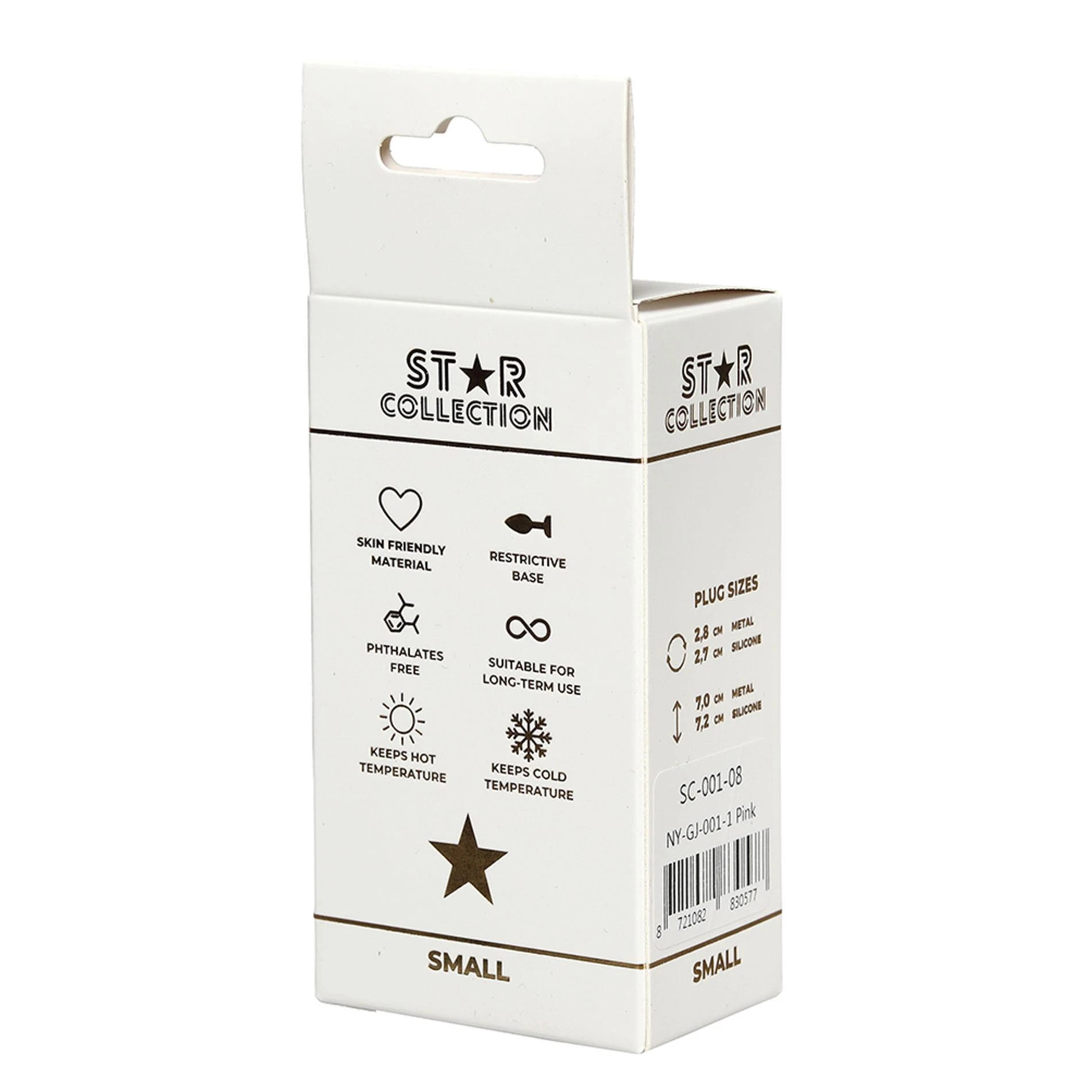 Star Collection - Pink Silicone Anal Plug S - Light Blue Stone