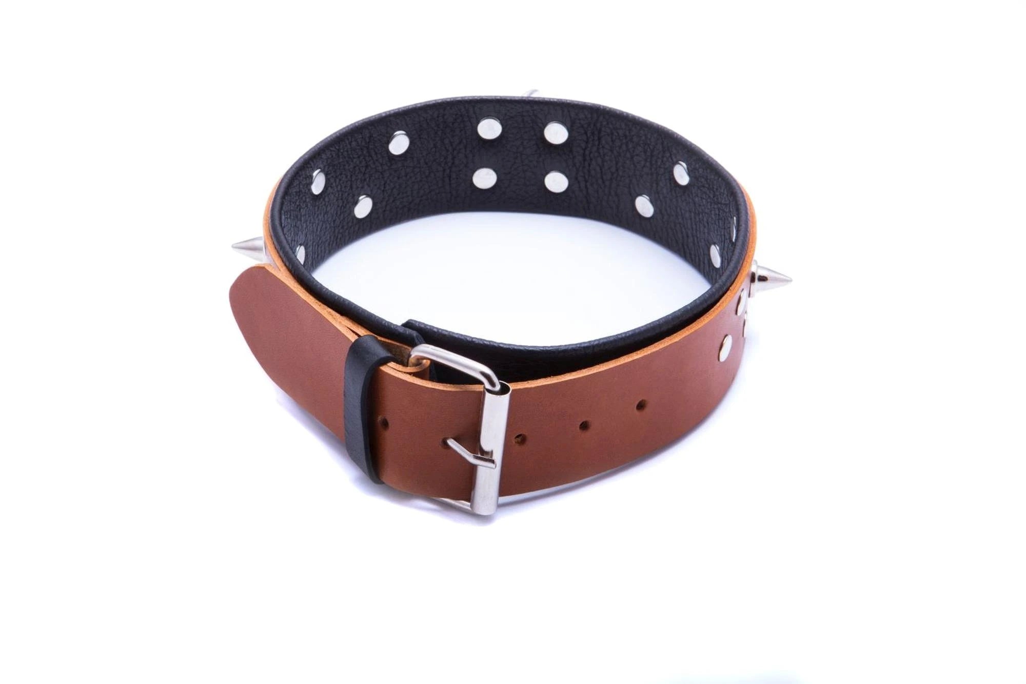 Collier de serrage en cuir fouet avec laisse pour homme, cognac