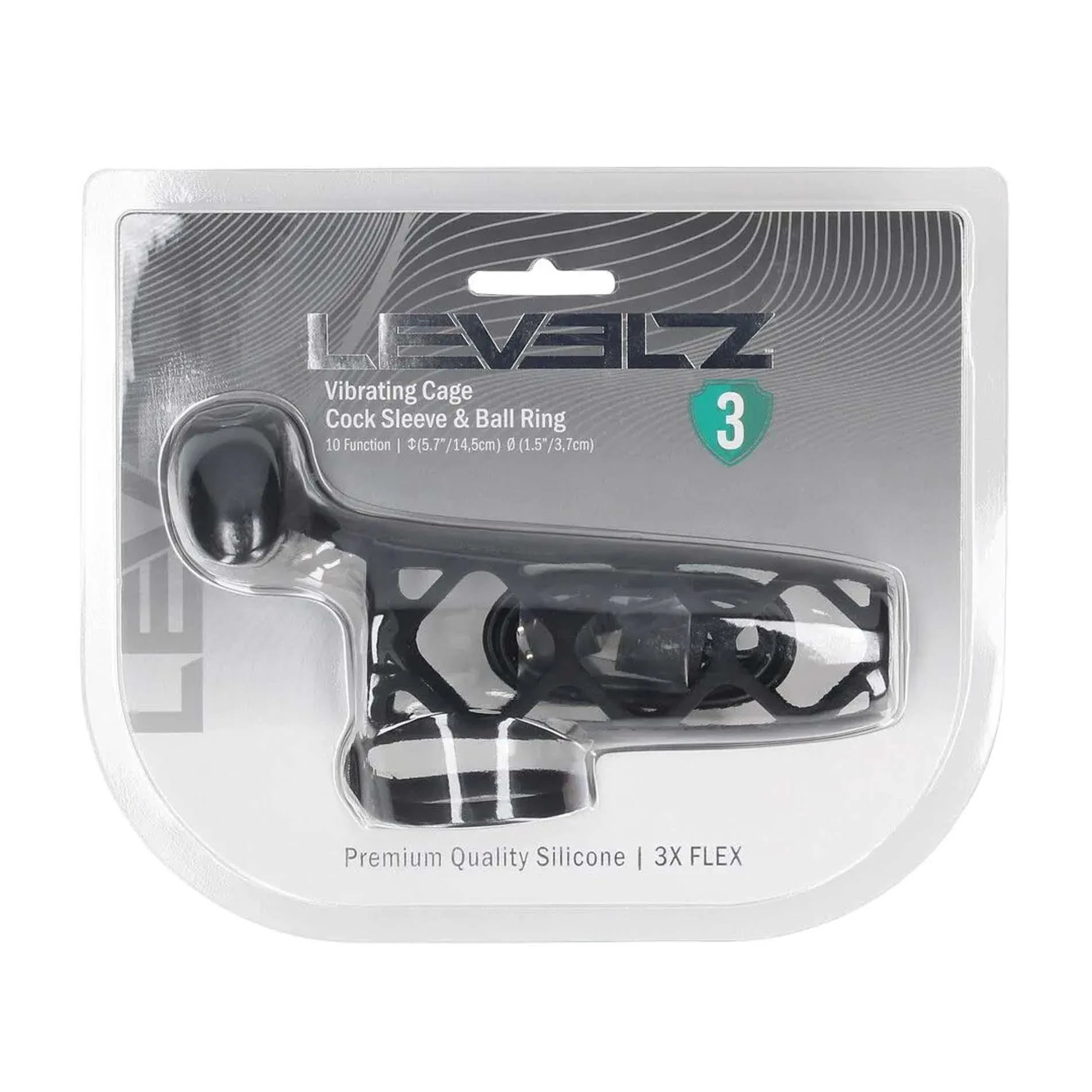 Vibrating Cage Silicone Cock Sleeve and Ball Ring - Black