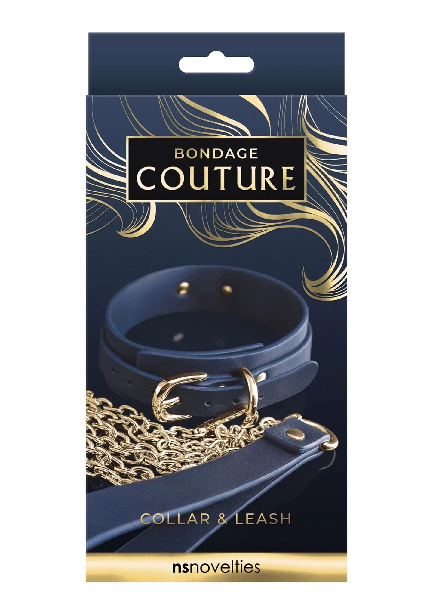 COLLIER ET LAISSE BONDAGE COUTURE BLEU