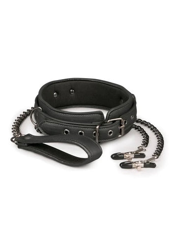 Attaches-Collier en cuir avec chaînes de tétons
