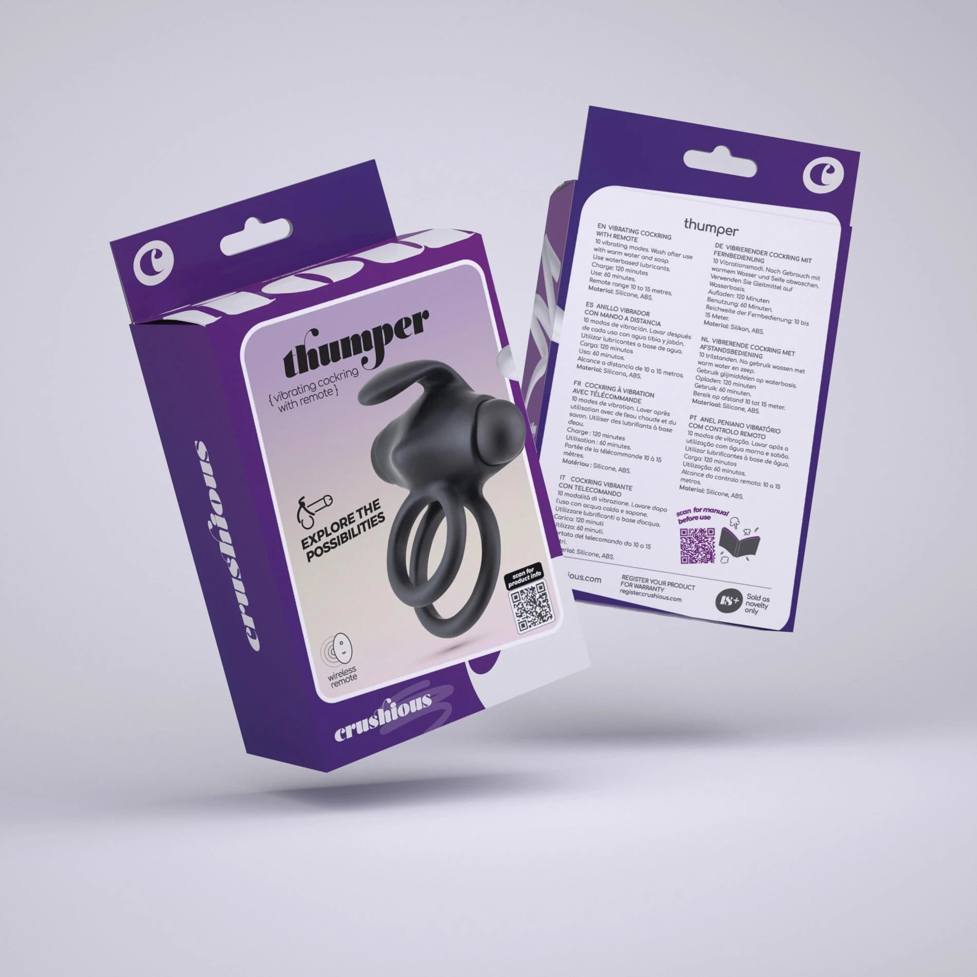 Thumper - Vibrating Double Cockring with Remote Control - Black