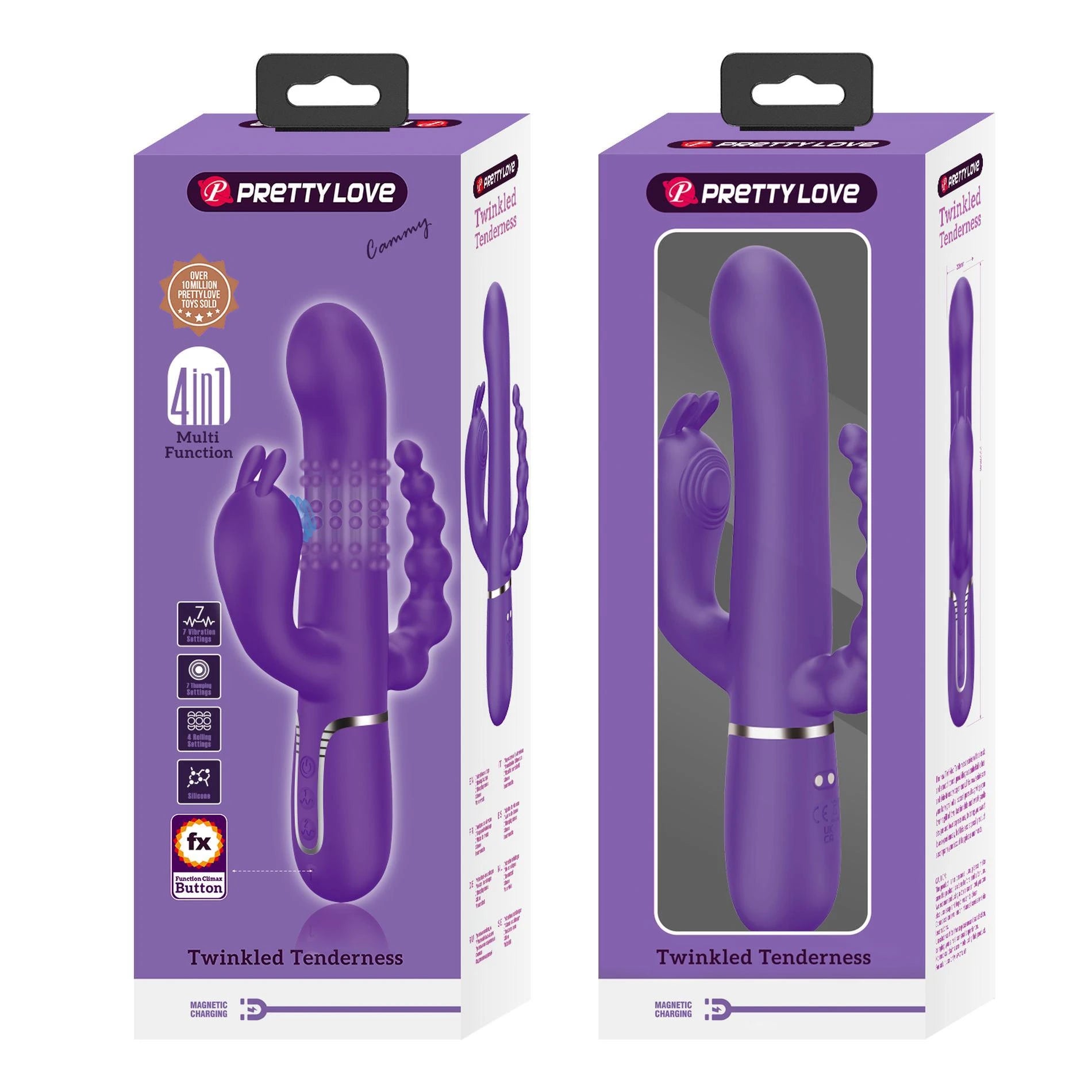 PRETTY LOVE - Cammy Violet Foncé, Douceur Scintillante, 7 fonctions de pulsation 7 fonctions de vibration 4 fonctions de roulement