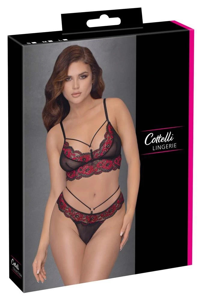 Ensemble soutien-gorge noir/rouge L