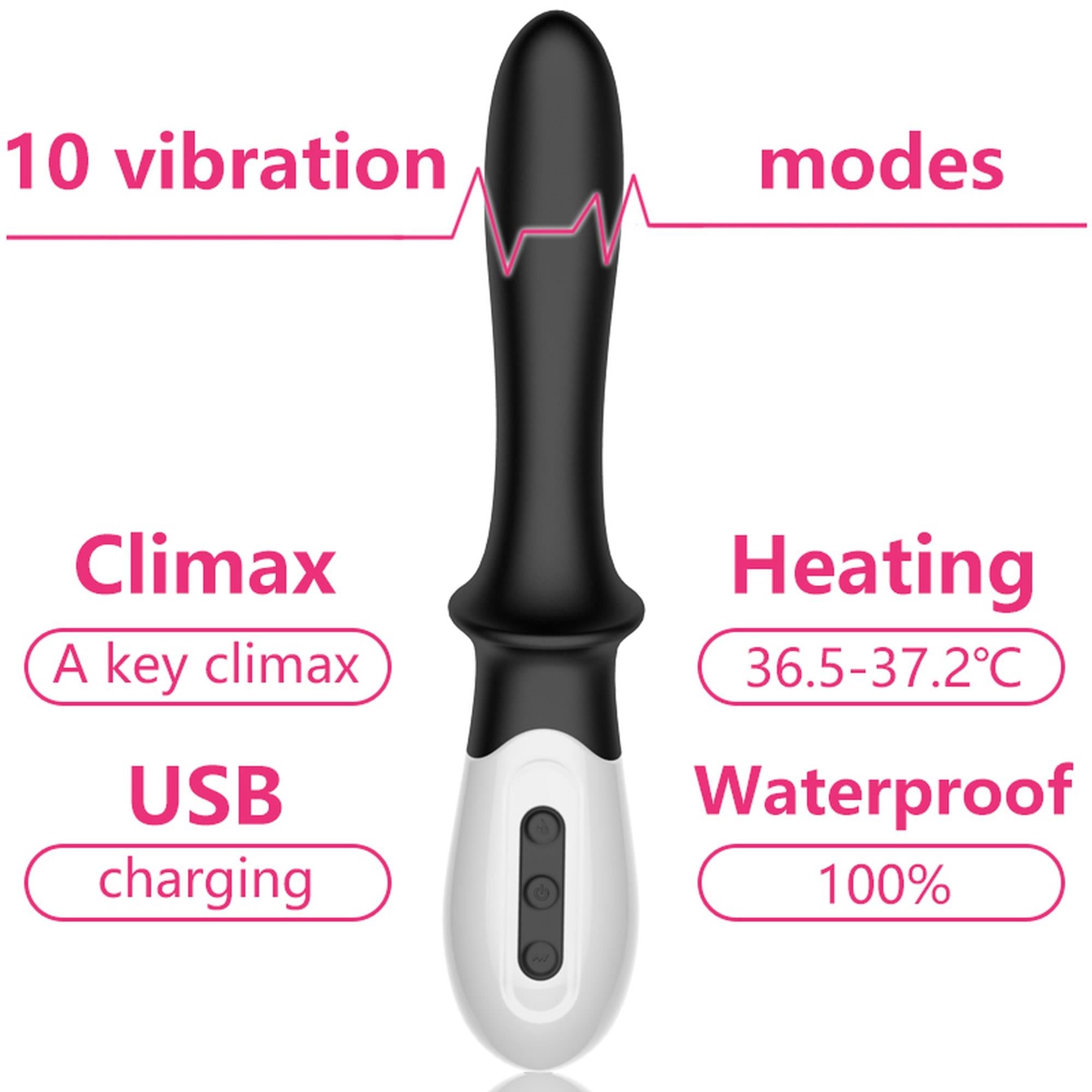 Wibrator-Silicone Prostate / G-spot Massager USB 10 Function / Heating