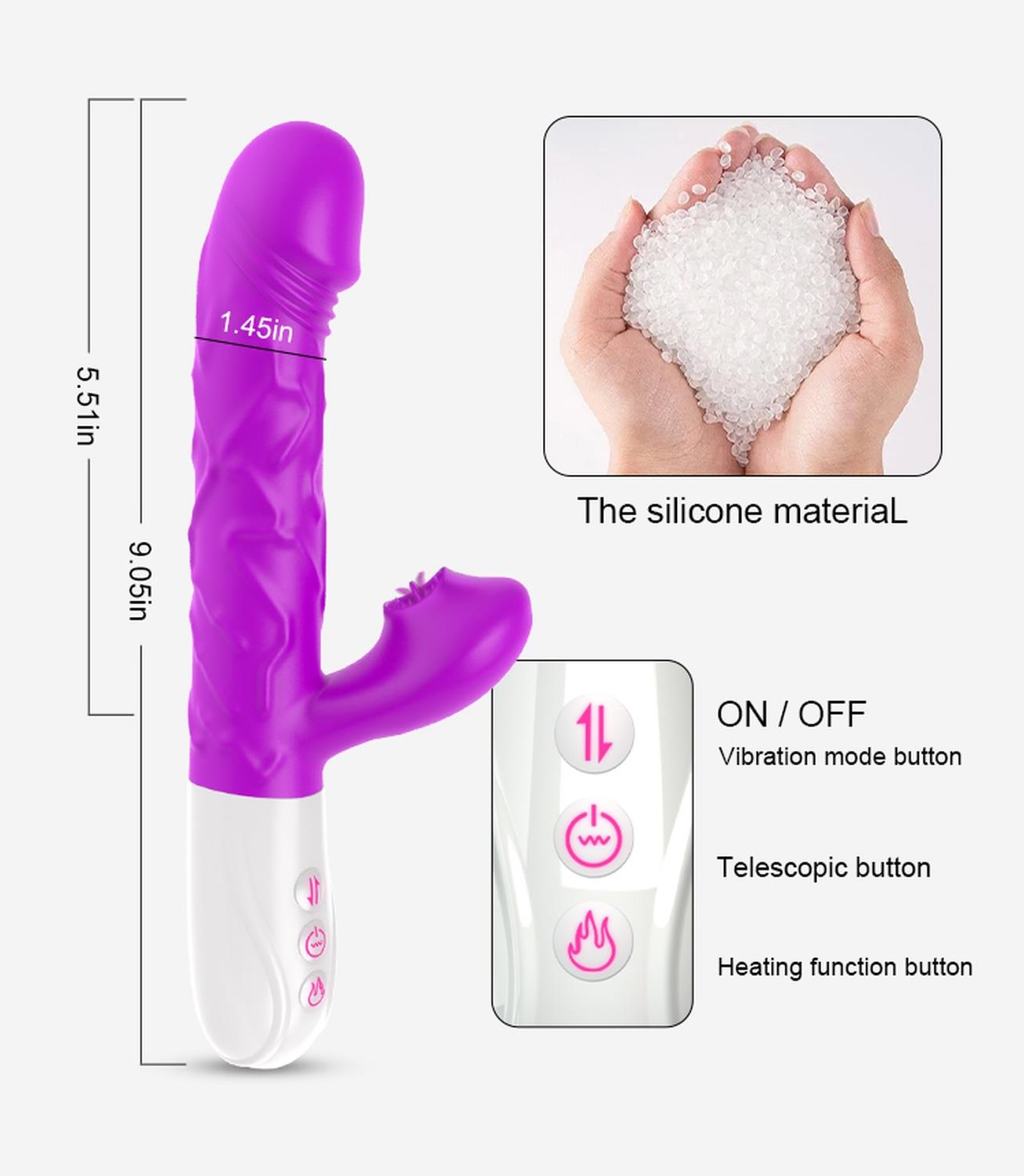 Vibromasseur - Vibromasseur langue en silicone, 10 fonctions USB
