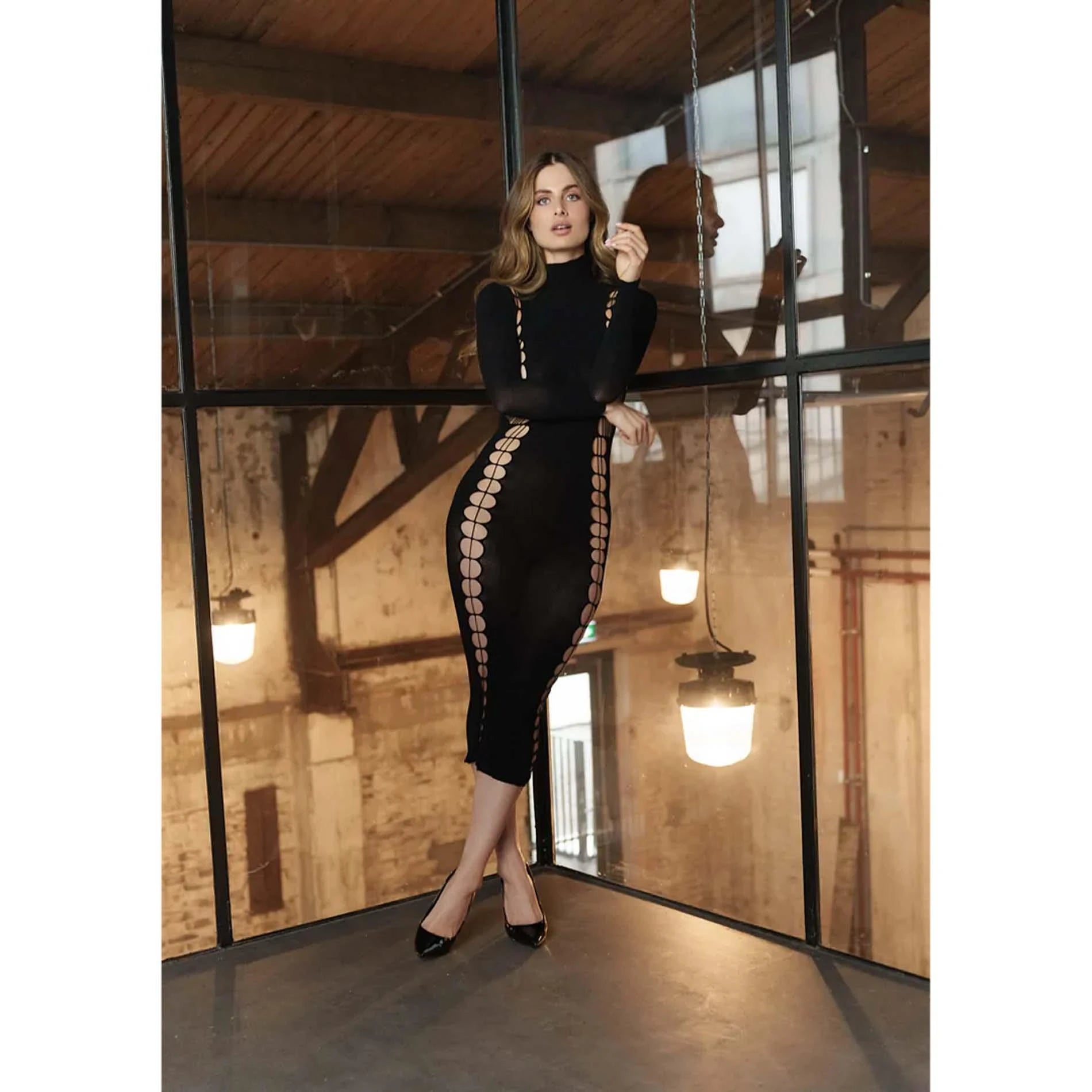 Carme XI - Dress with Turtleneck - One Size - Black