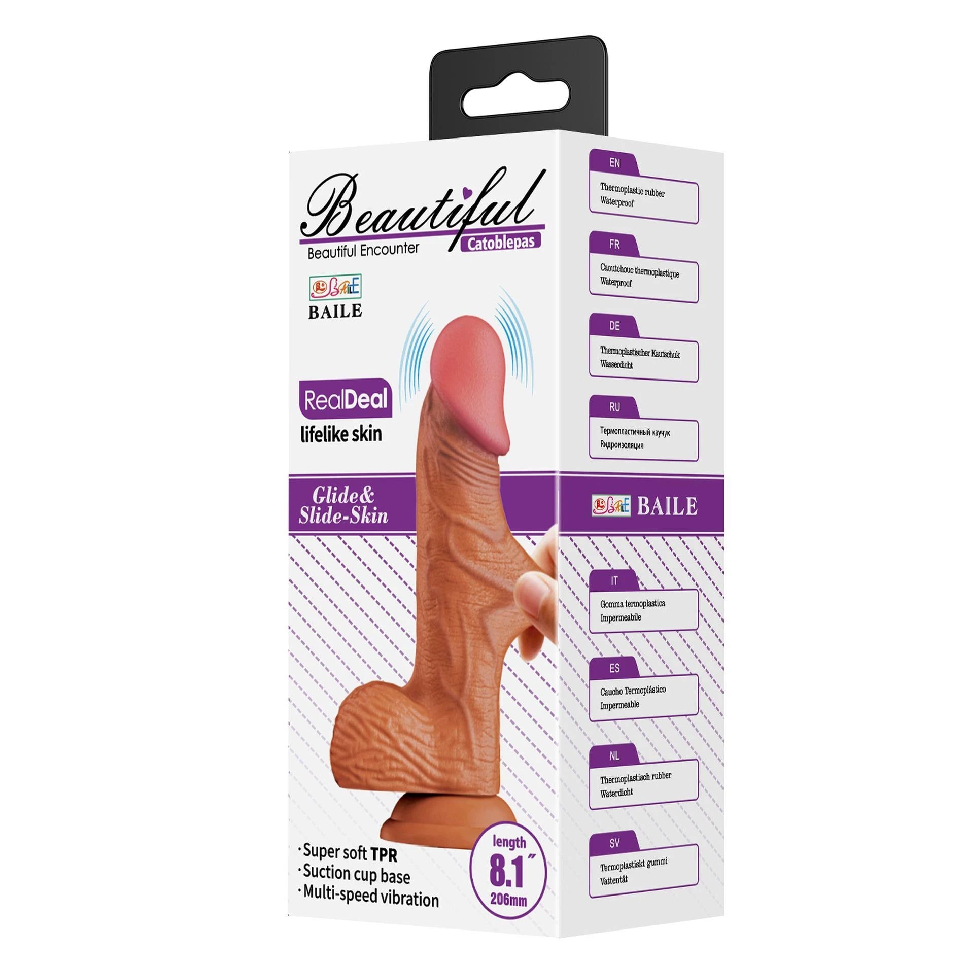 CATOBLEPAS, 8,1", TPR super doux, Vibration Bendable Ventouse à la base