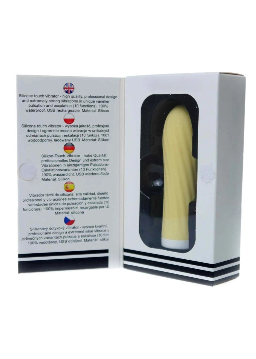 Stymulator-Vibromasseur tactile rechargeable en silicone USB 10 fonctions - Jaune