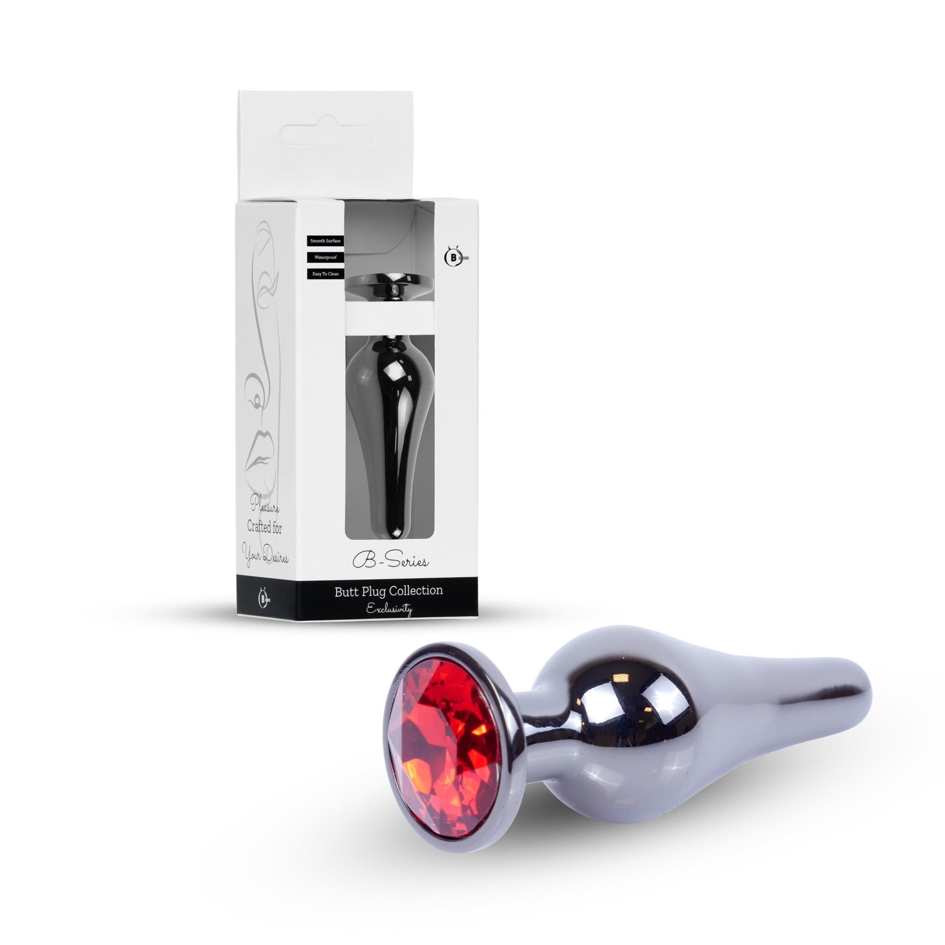 Plug-Jewellery Dark Silver BUTT PLUG- Red