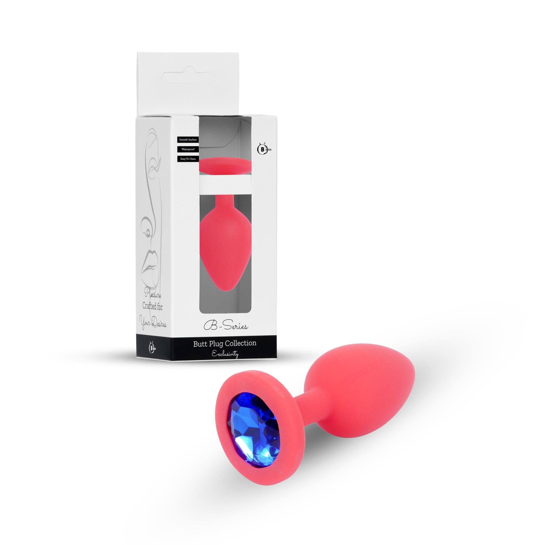 Plug-Jewellery Red Silicone PLUG Medium- Blue Diamond