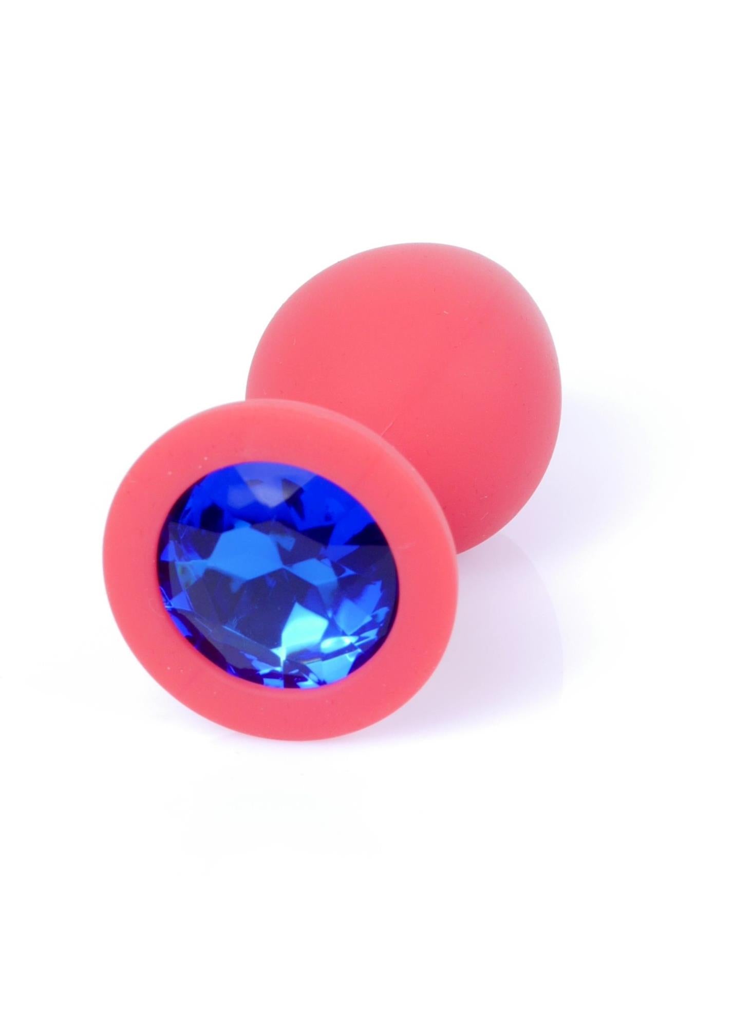 Plug-Jewellery Red Silicone PLUG Medium- Blue Diamond