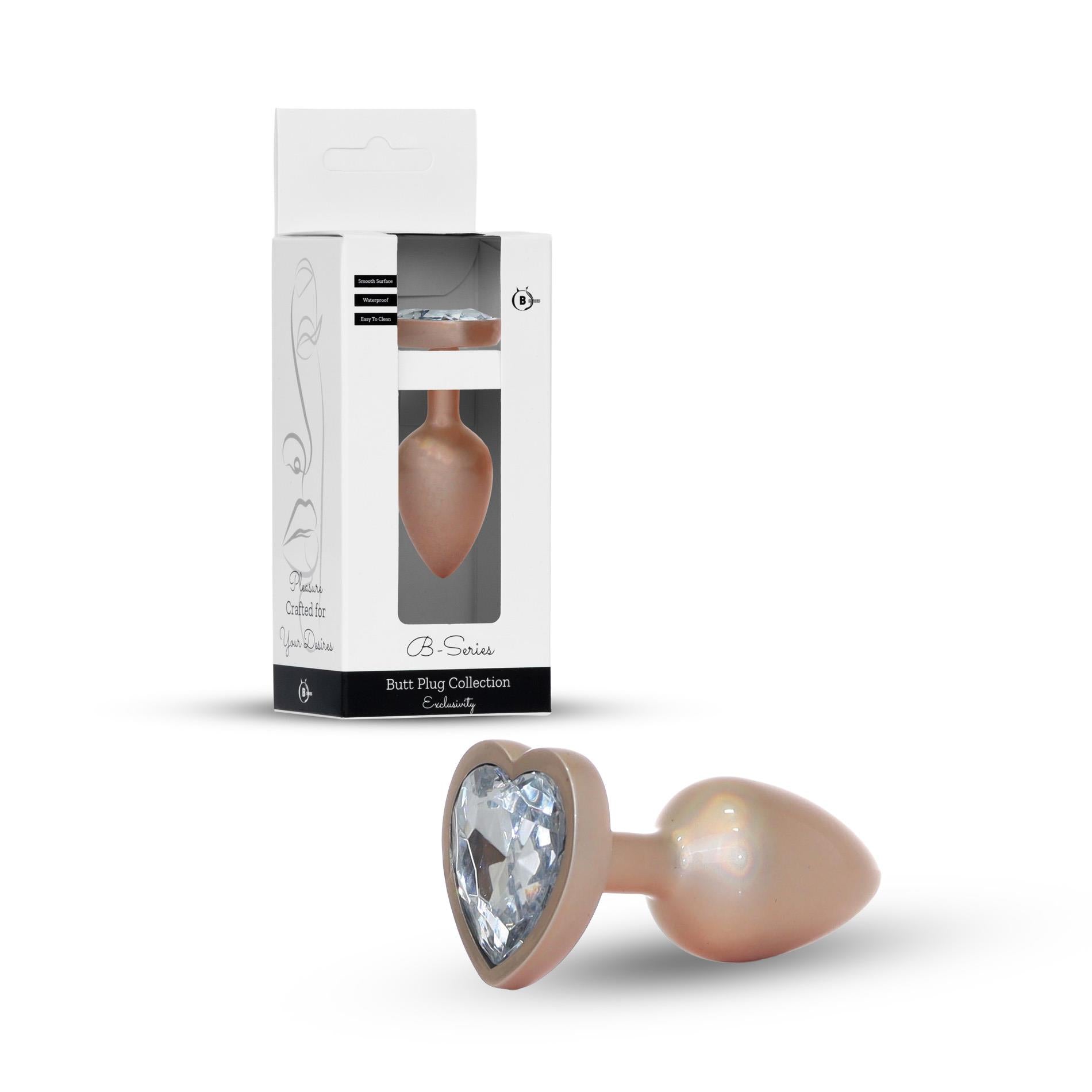 Plug-Jewellery Pearl Gold Heart PLUG- Clear S