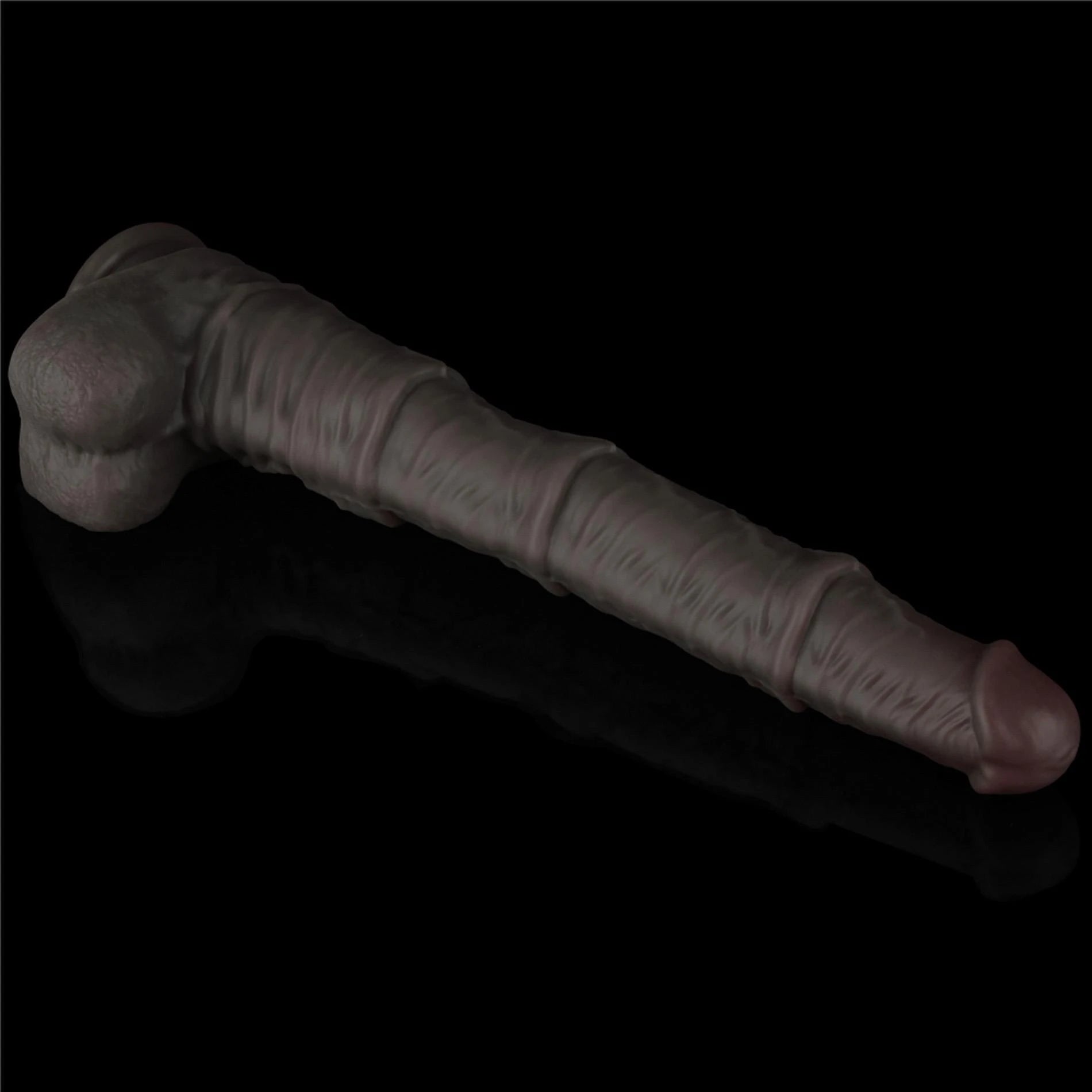 Pénis en silicone pliable double couche de 16'' XXL (noir)