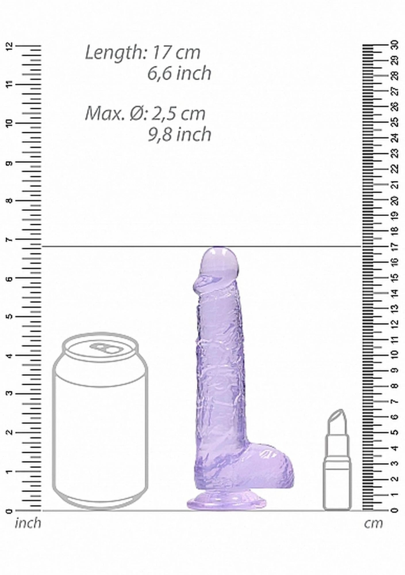 6″ / 15 cm Realistic Dildo With Balls - Purple