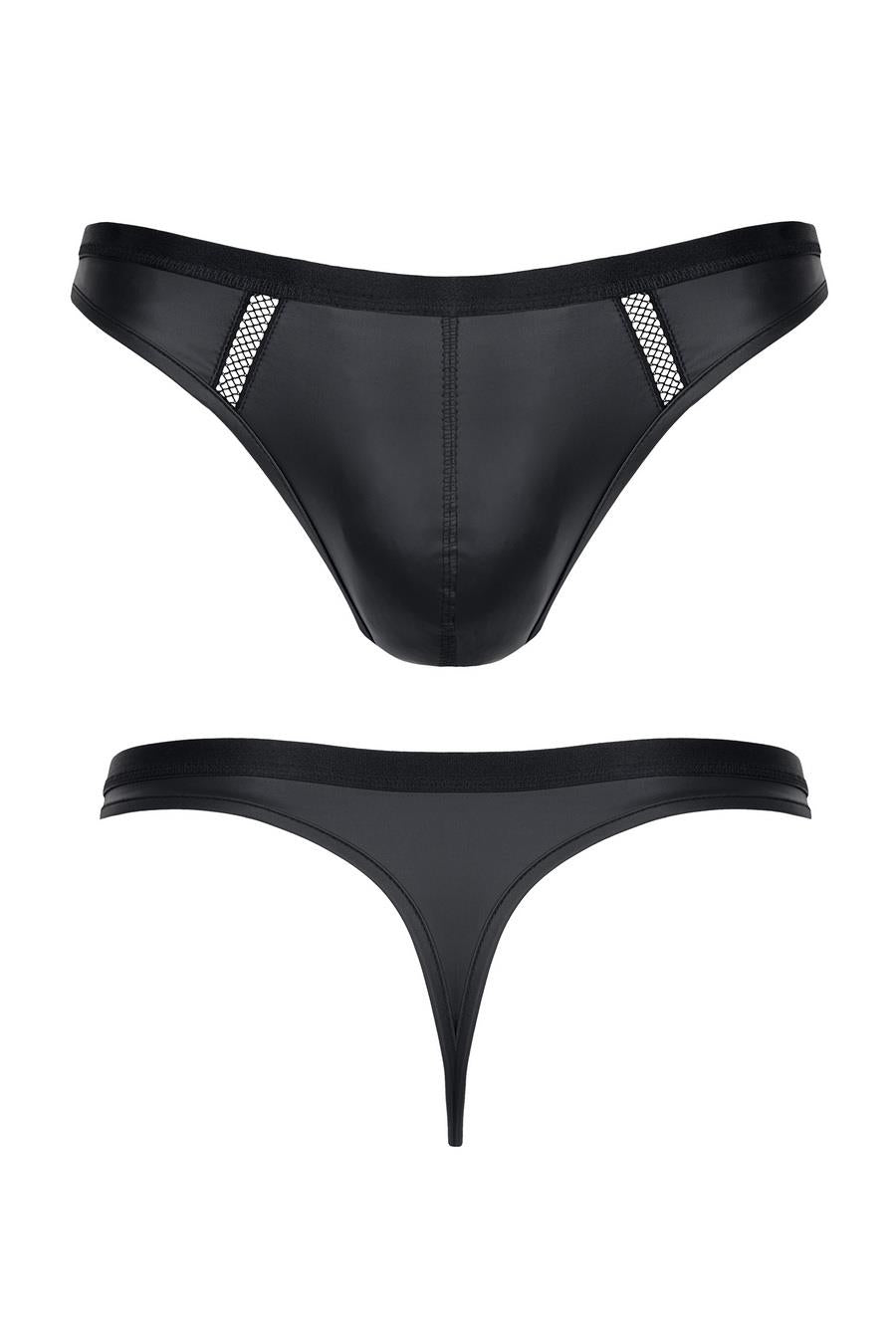 String pour homme en wetlook avec bande décorative sur le devant XXL