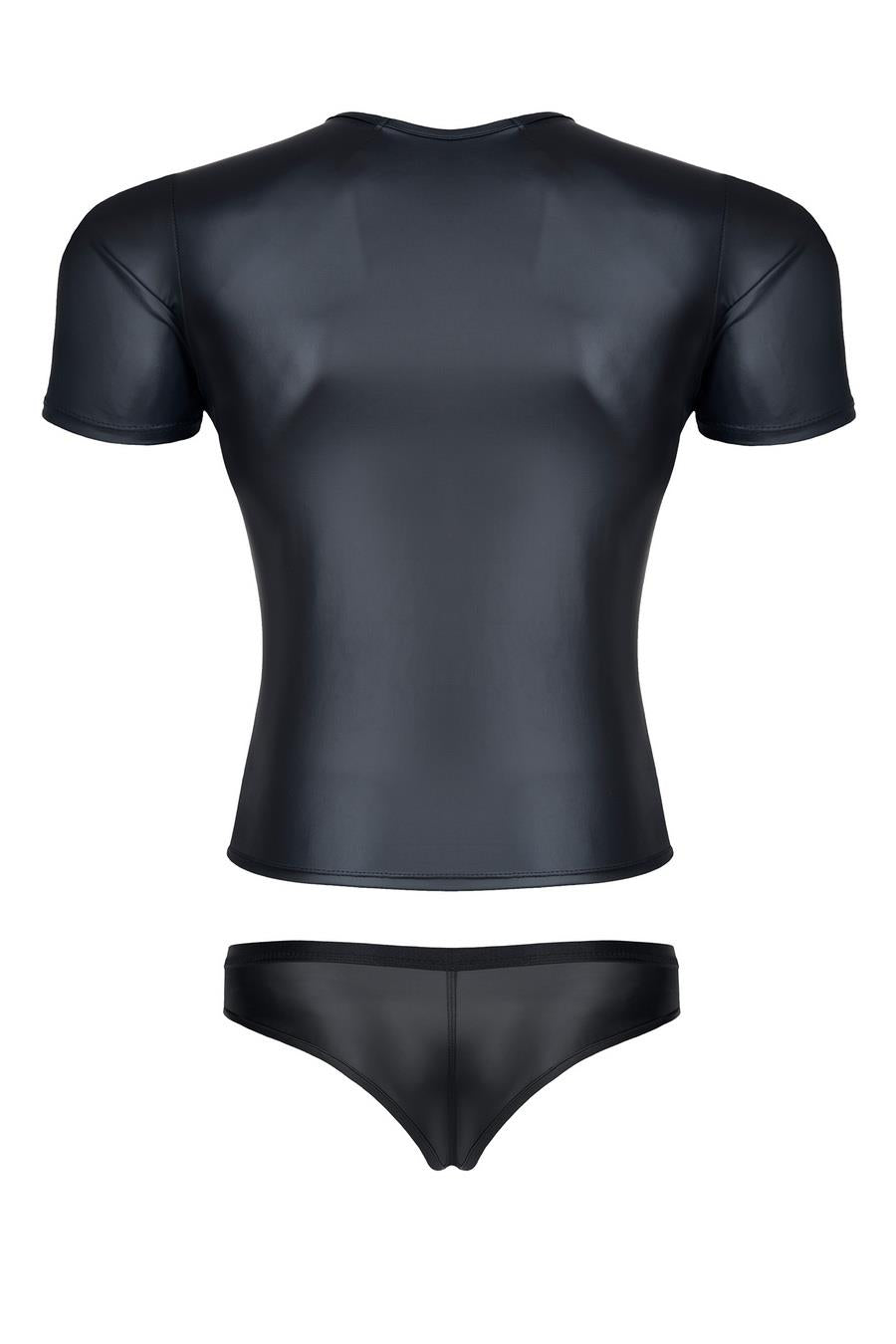 men's wetlook set: V-neck t-shirt, Brazilian briefs S