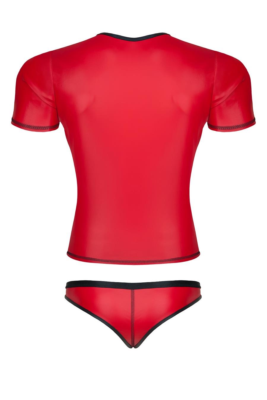 men's wetlook set: V-neck t-shirt, Brazilian briefs S