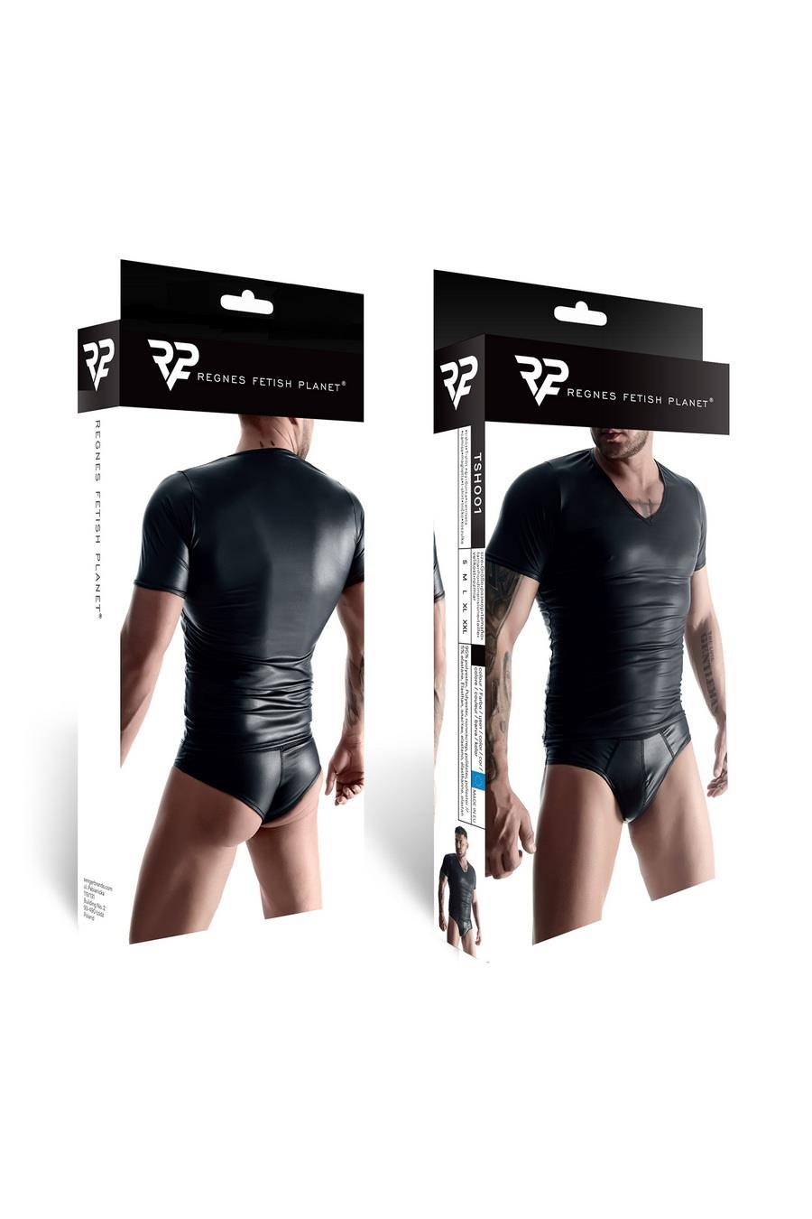 Men's Wetlook V-Neck T-Shirt M