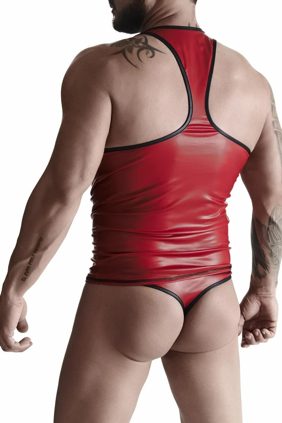 t-shirt sans manches homme en wetlook, bande élastique devant XXL