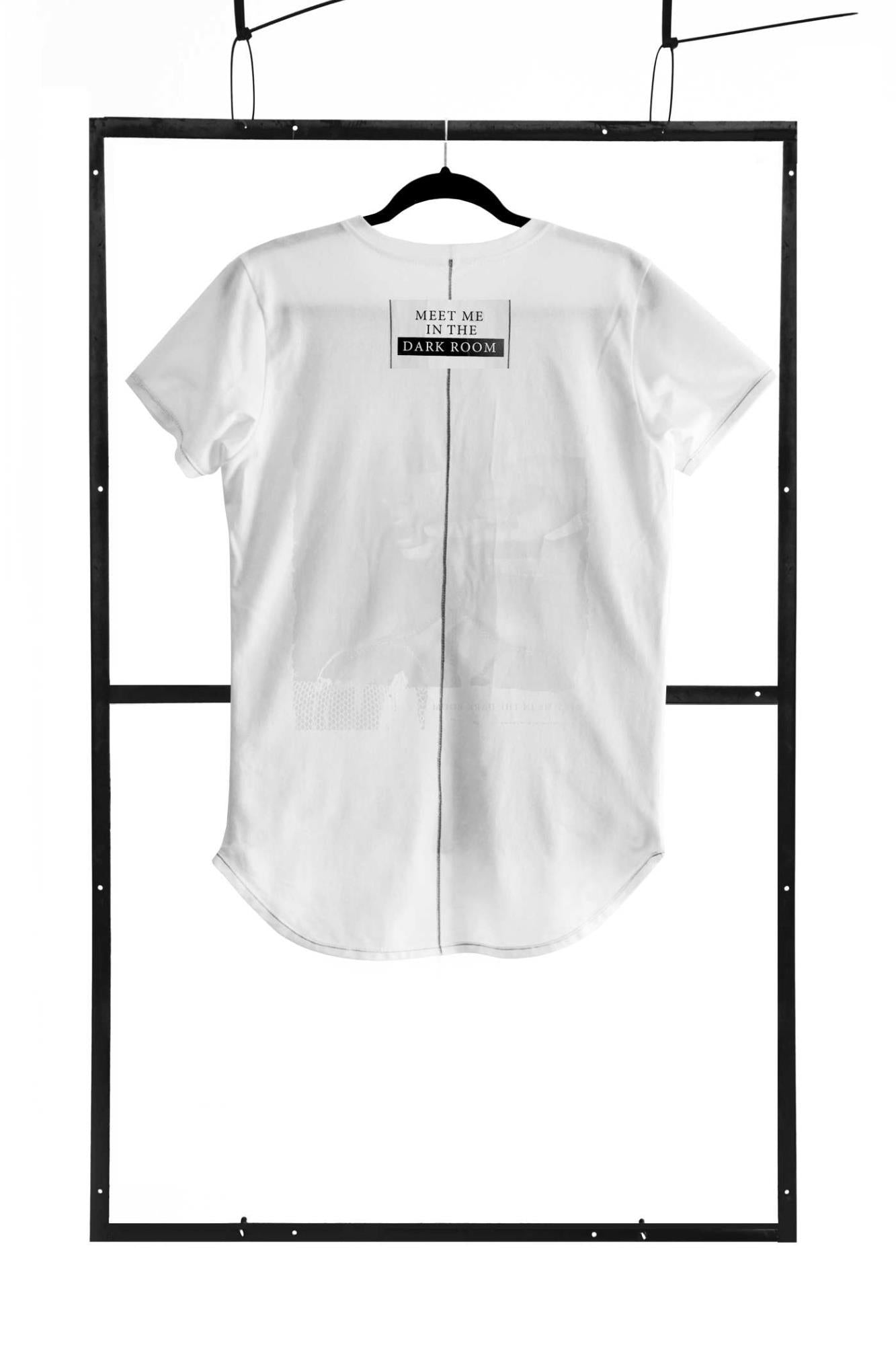Men's white fashion T-shirt M
