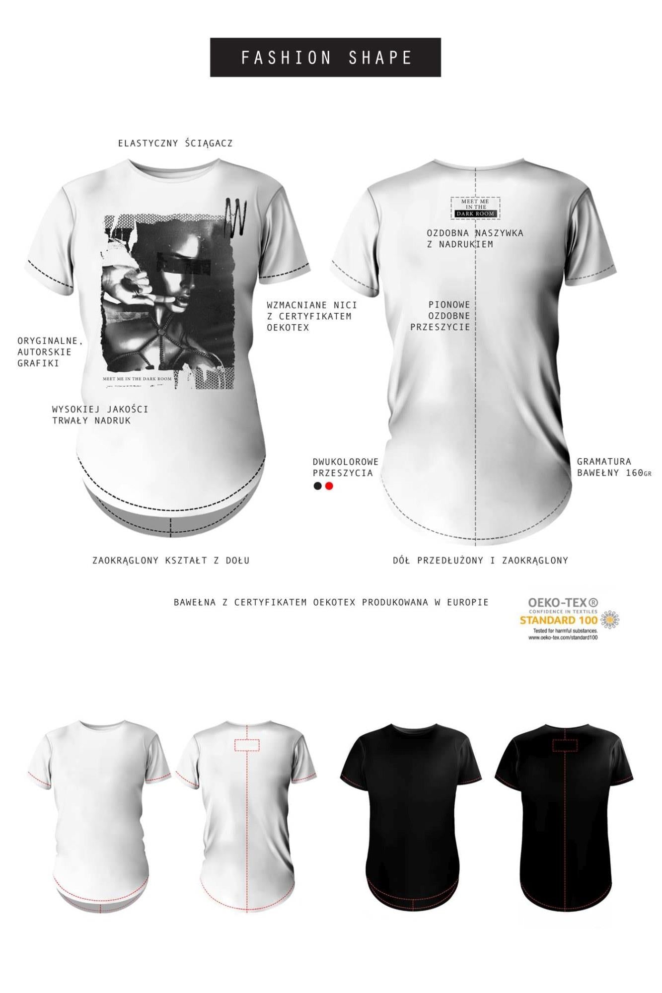 Men's white fashion T-shirt M