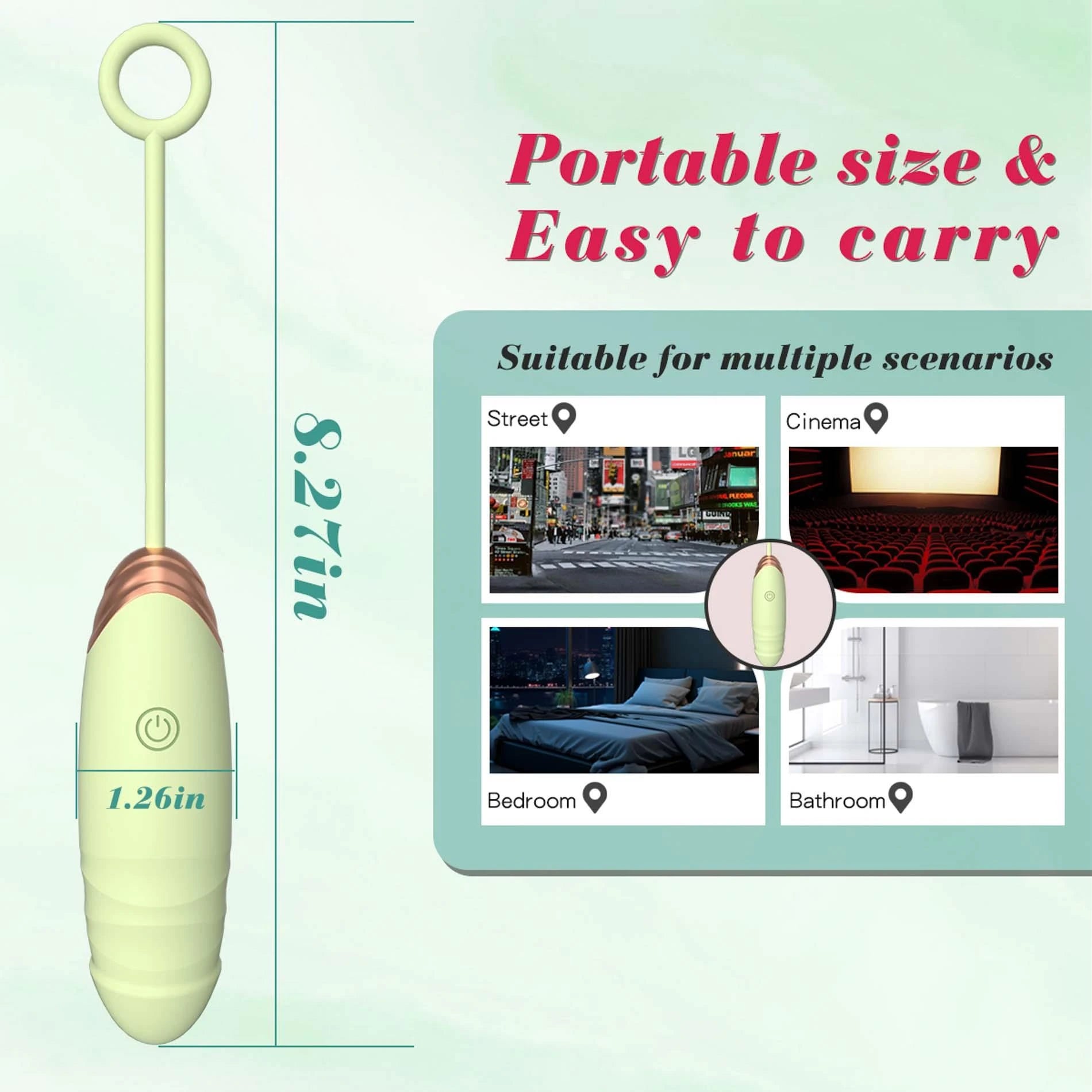 Vibrating Silicone Love EGG USB 7 vibration and thrust functions / Remote control Green