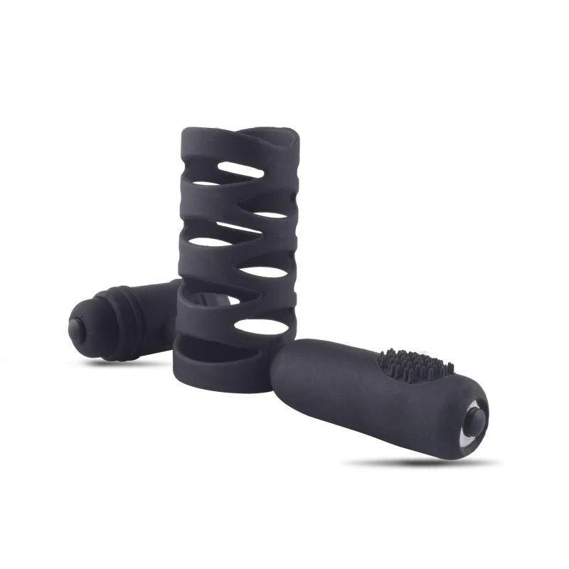 Cock ring with cage constriction and anal stimulator