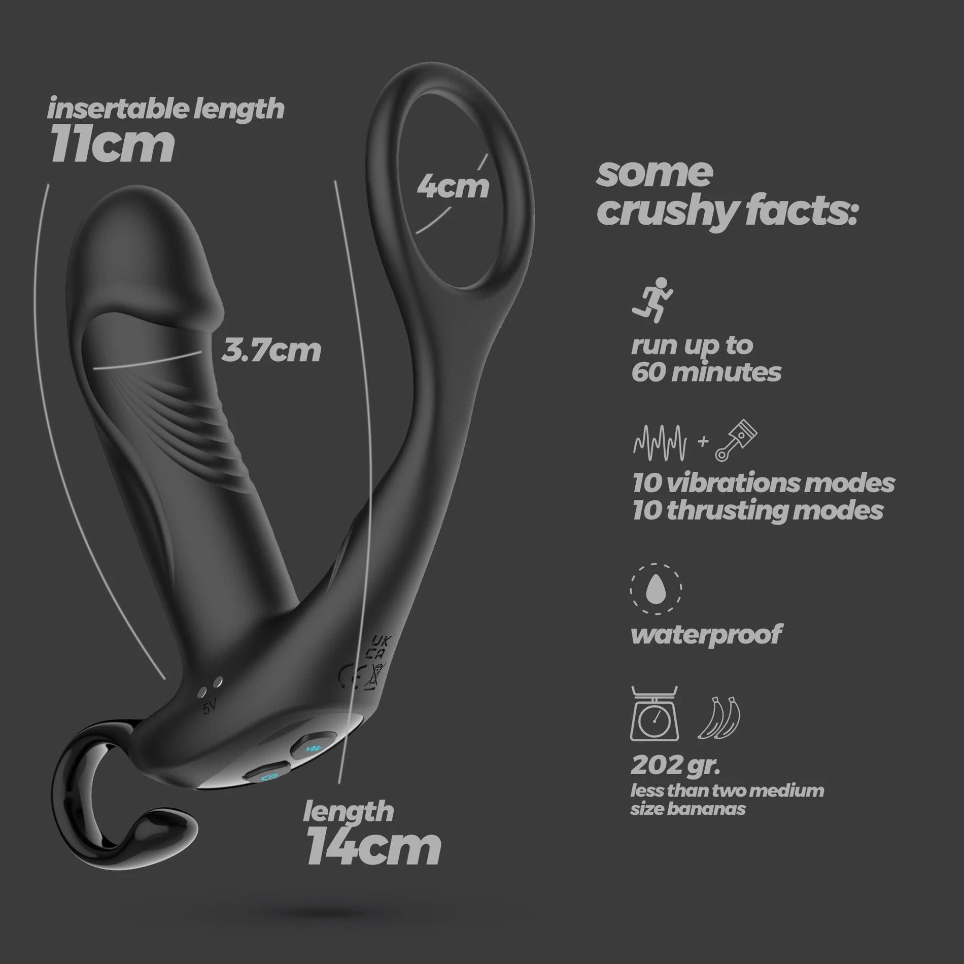 Magoo - Vibrating and Thrusting Prostate Massager with Cockring and Remote Control - Black