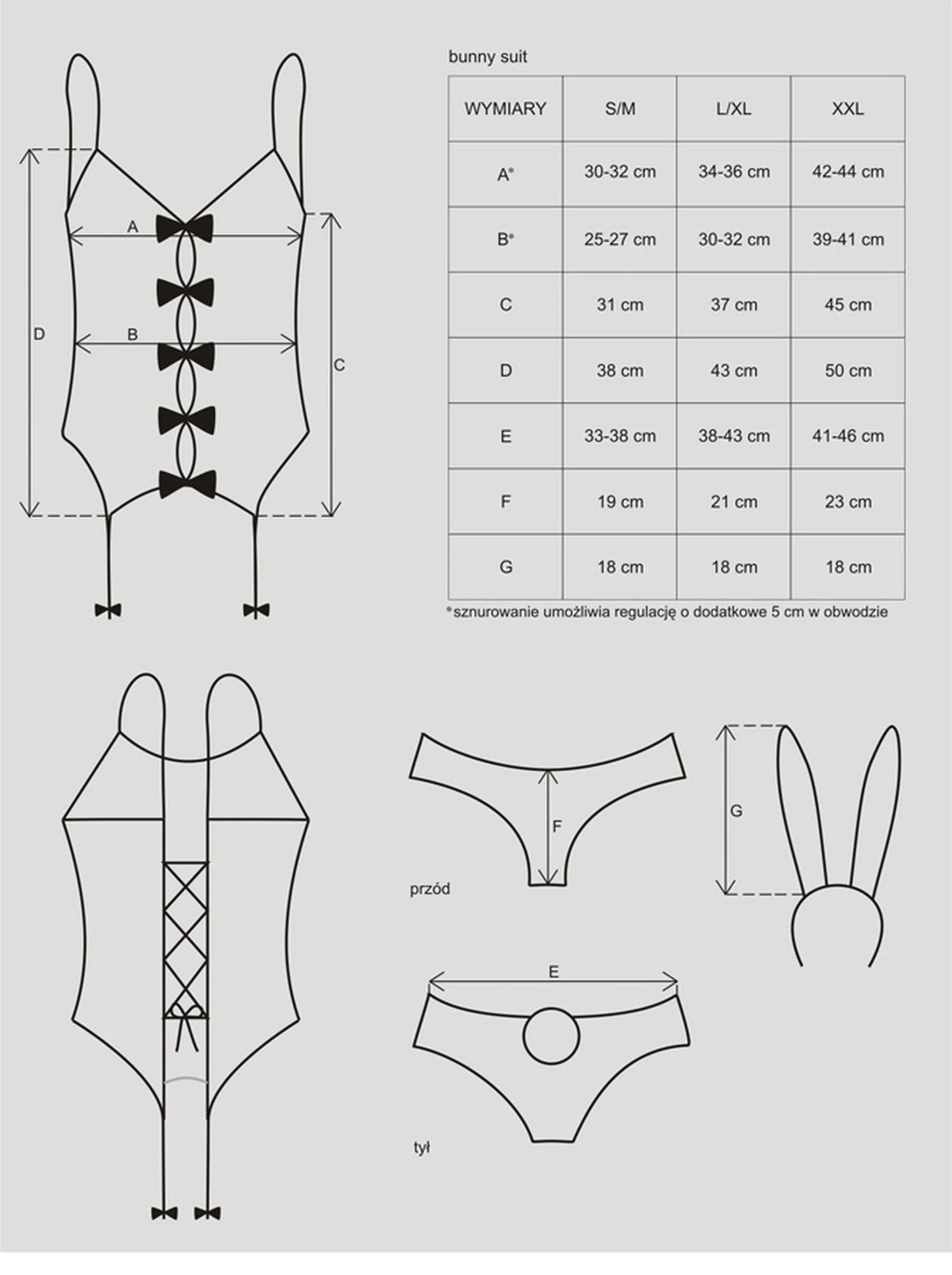 Bielizna-Bunny suit kostium  S/M