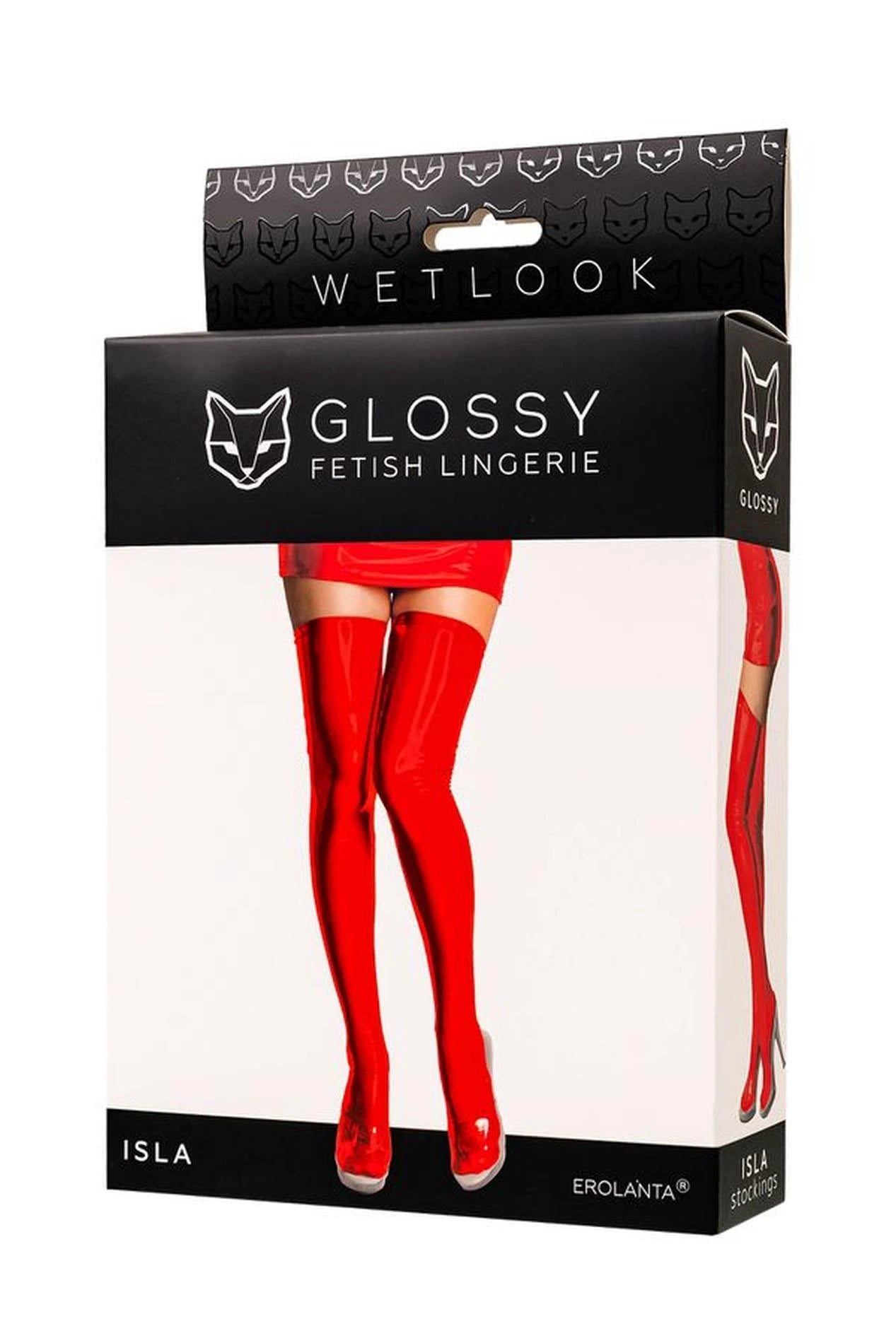 Wetlook Glossy Isla stockings - red L
