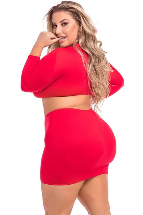 ENSEMBLE JUPE 2 PIÈCES STOP & STARE ROUGE, 3XL/4XL