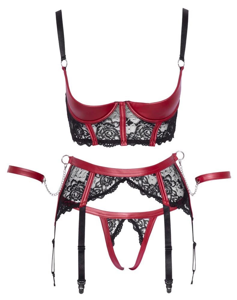 Ensemble à brassière intégrée noir/rouge L