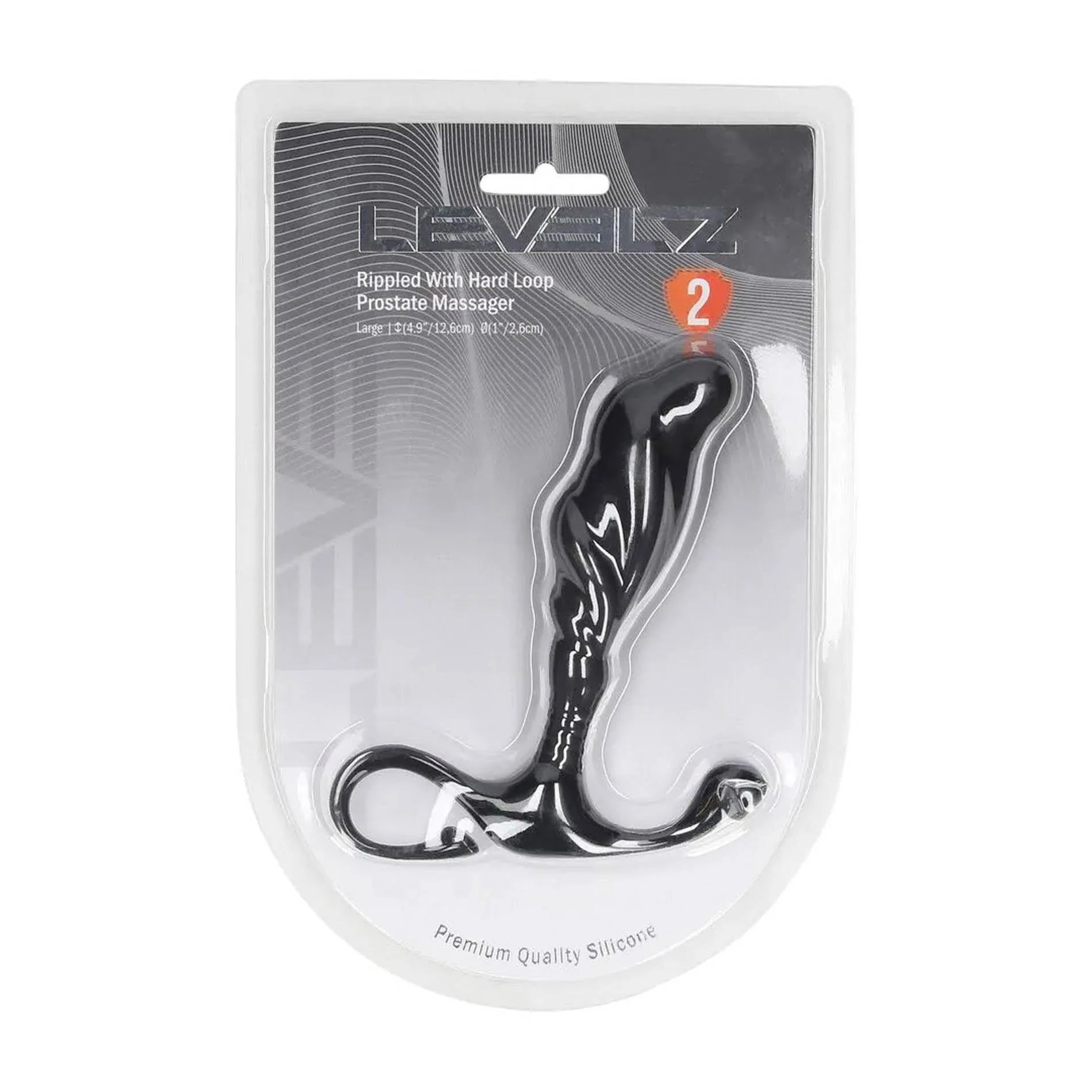 Rippled with Hard Loop Silicone Prostate Massager - L - Black