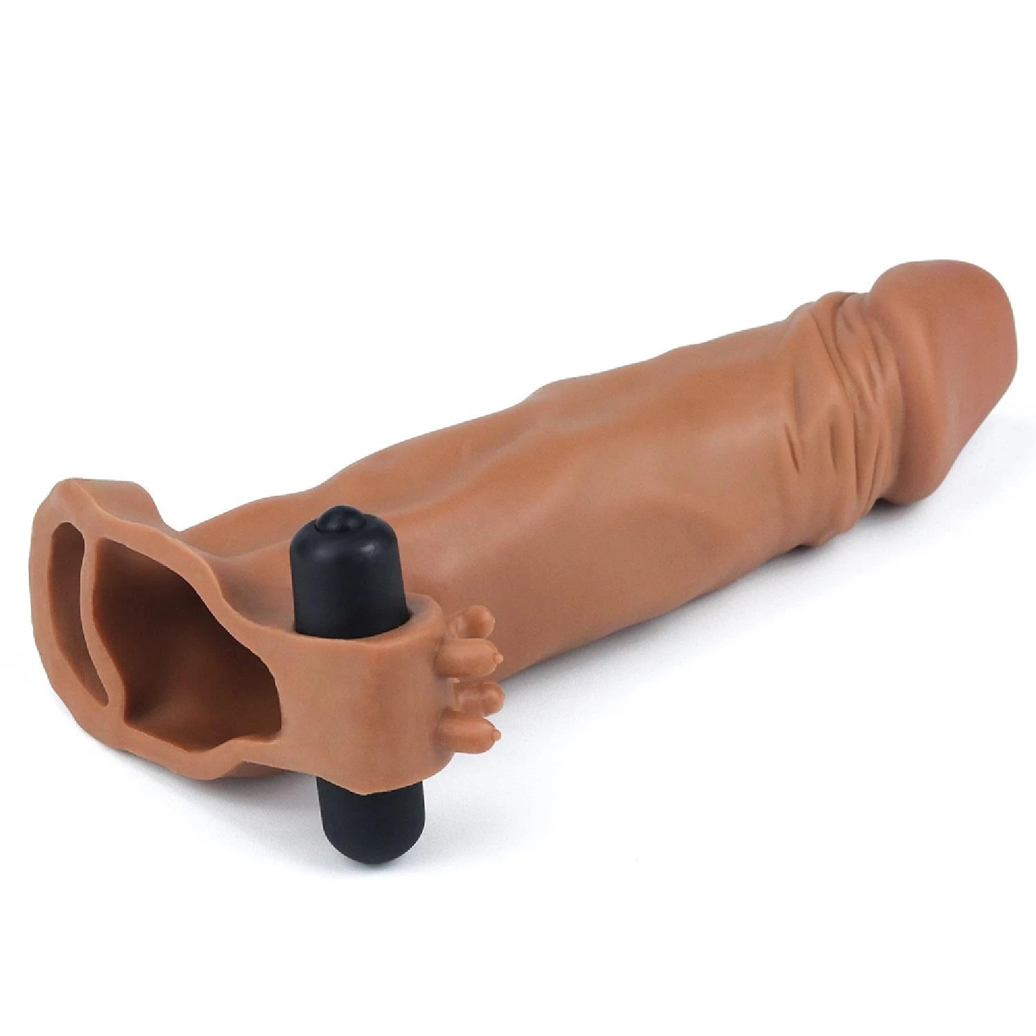 Add 2″ Pleasure X Tender Vibrating Penis Sleeve Brown