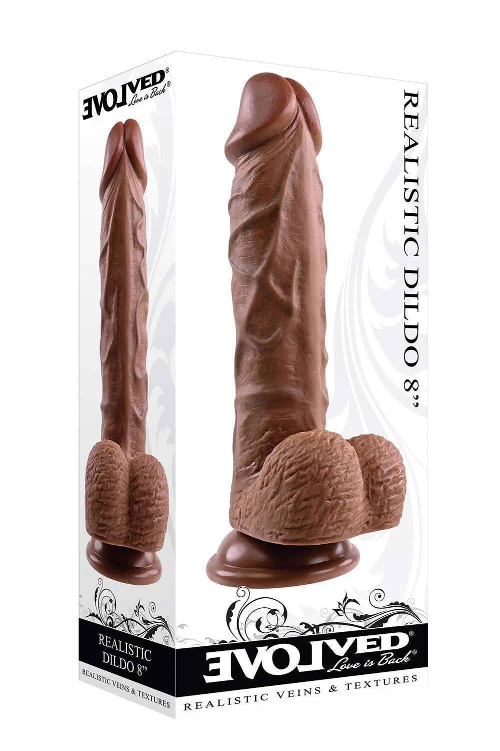DIEUX DILDO RÉALISTE ÉVOLUÉ, FONCÉ 20,3 cm