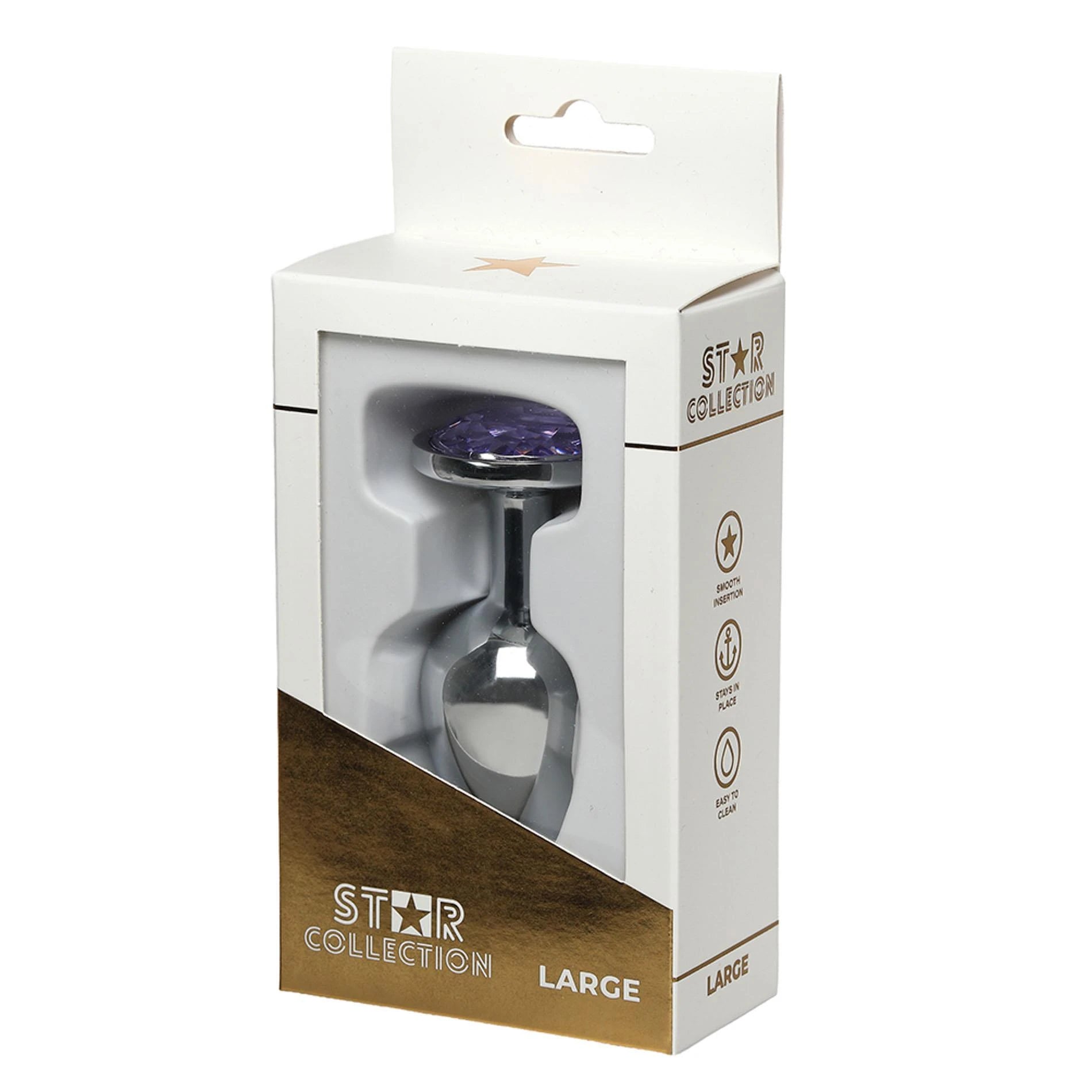 Star Collection - Plug anal en métal argenté L - Pierre violette