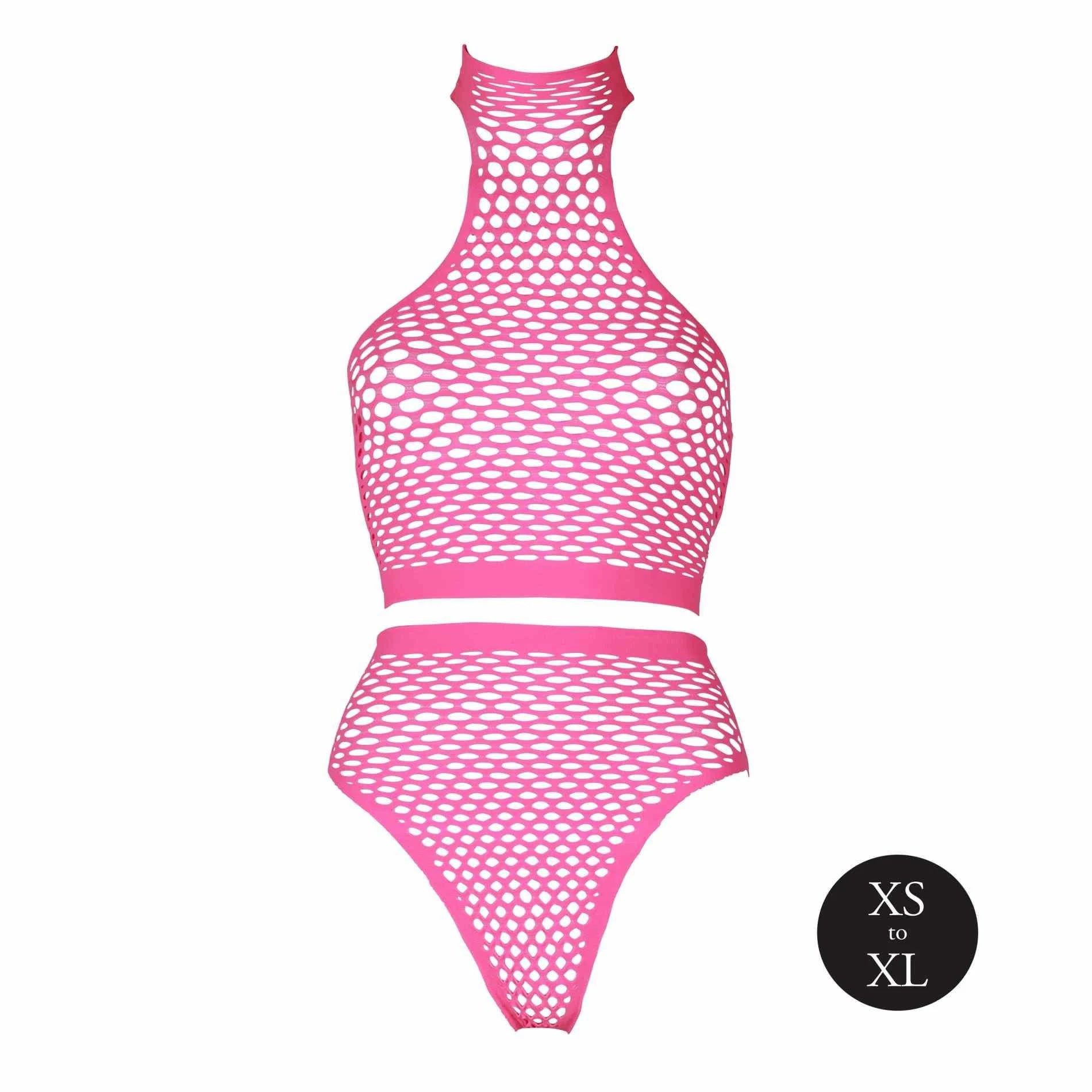 Turtle Neck and High Waist Slip - One Size - Neon Pink