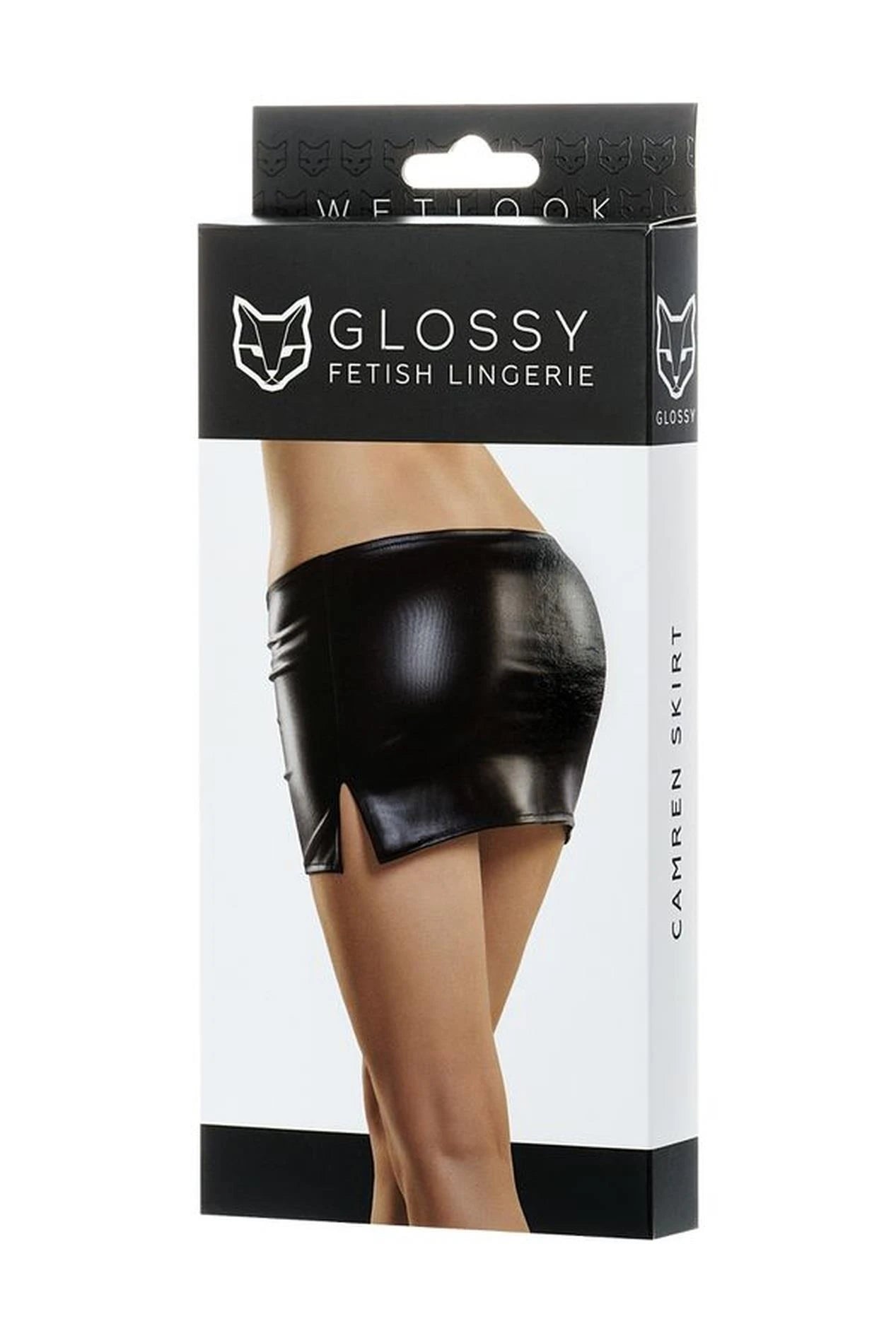 Glossy Shiny Wetlook Skirt CAMREN - Black XL