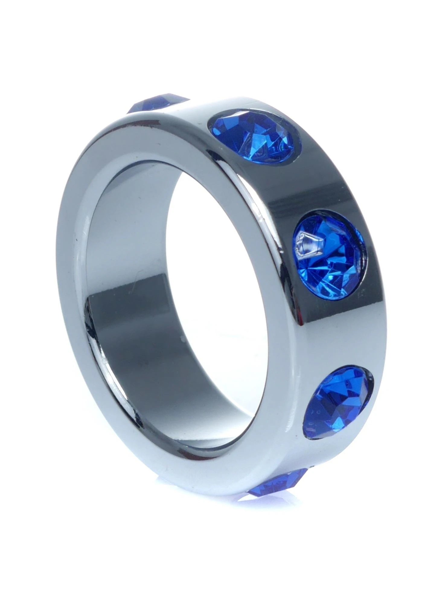 Bague-Anneau de coq en métal avec des diamants bleu foncé, petite