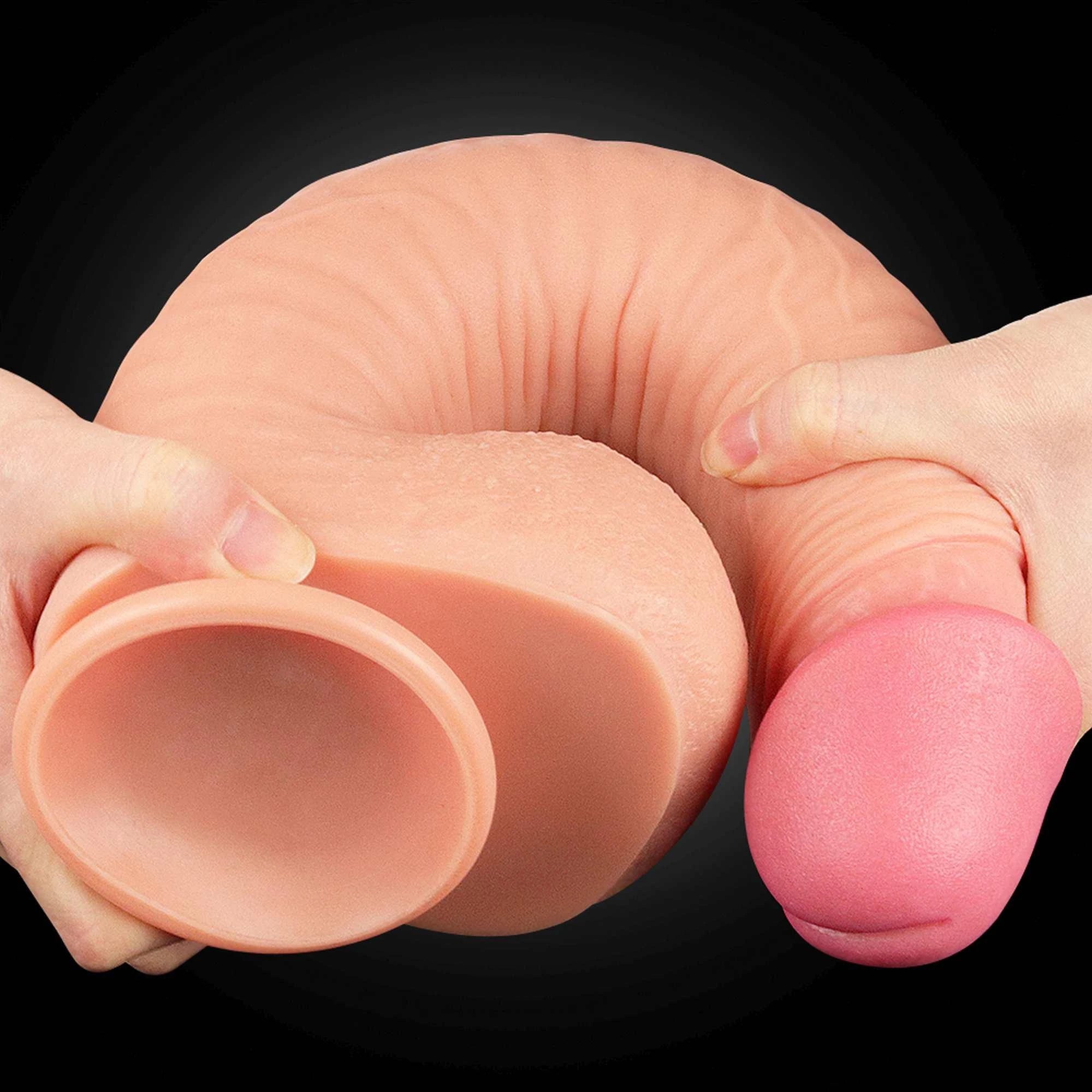 12″ Dual Layered Platinum Silicone Cock