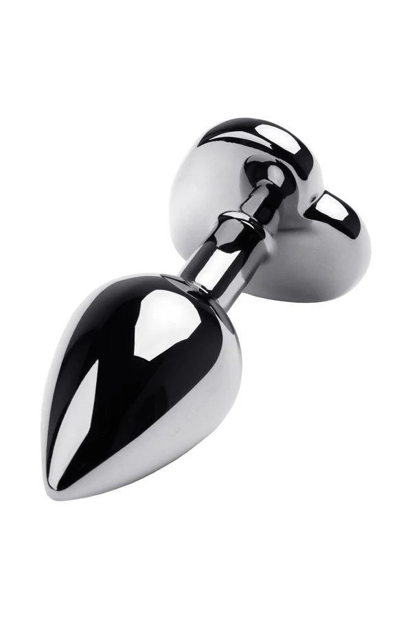 Anal plug Metal by TOYFA, metal, silver, with red crystal, 8 cm, O 3.4 cm